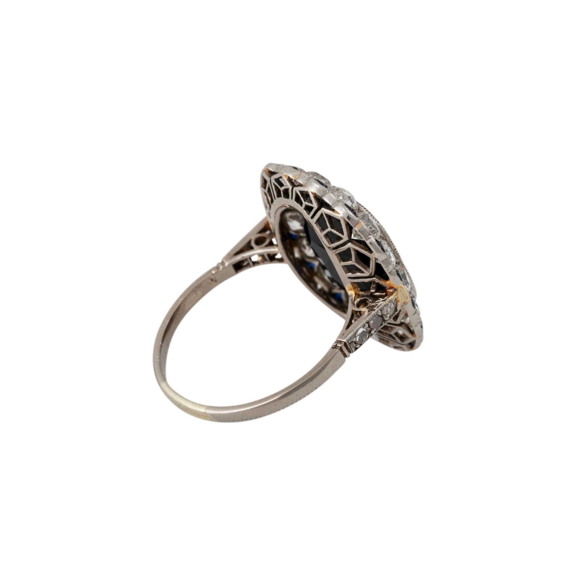 Ring mit dunkelblauem Saphir, ca. 7 ct, antik facettiert - Bild 3 aus 6