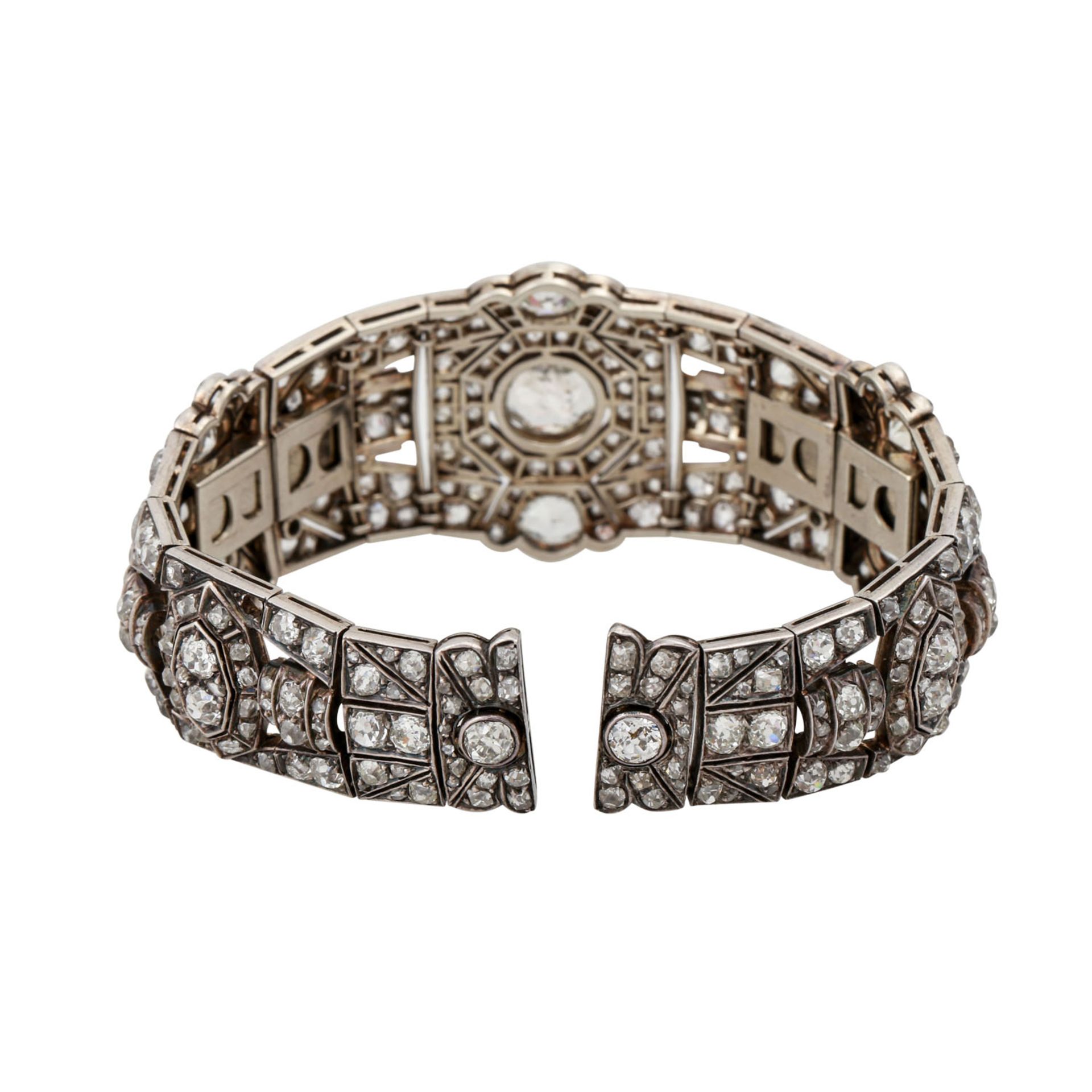 Art Déco Armband besetzt mit zahlreichen Diamanten ca. 30 ct, - Bild 2 aus 8