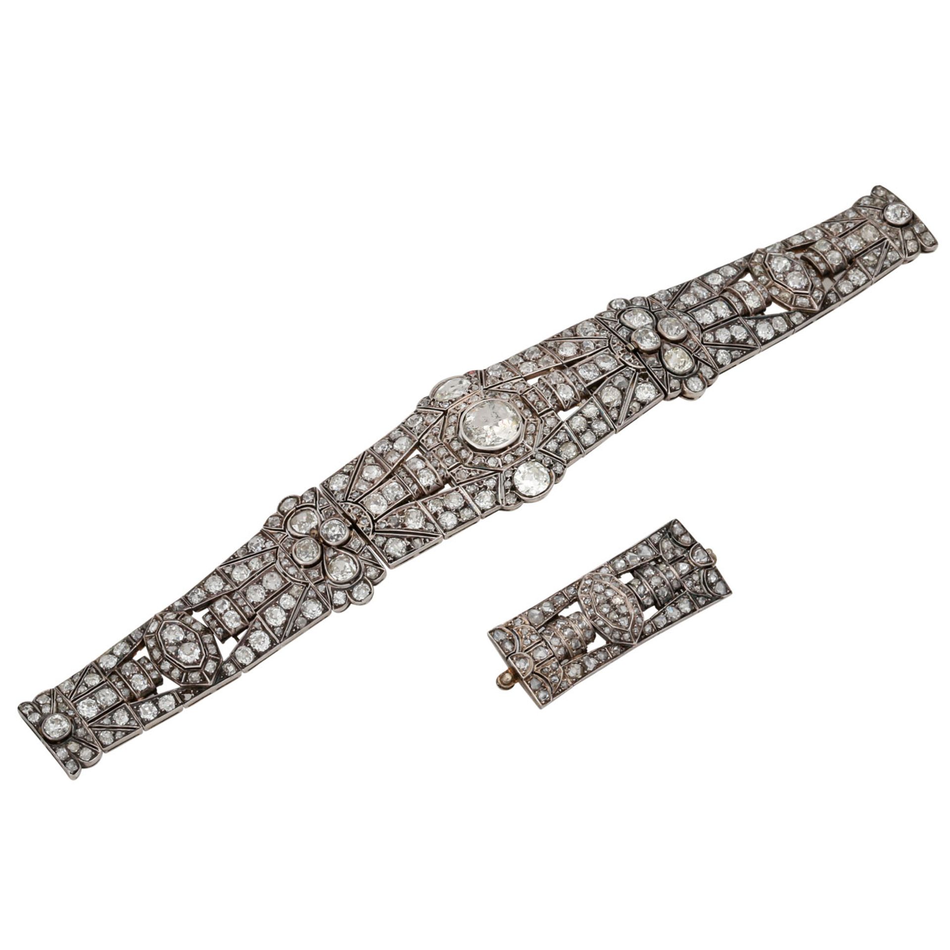 Art Déco Armband besetzt mit zahlreichen Diamanten ca. 30 ct, - Bild 4 aus 8
