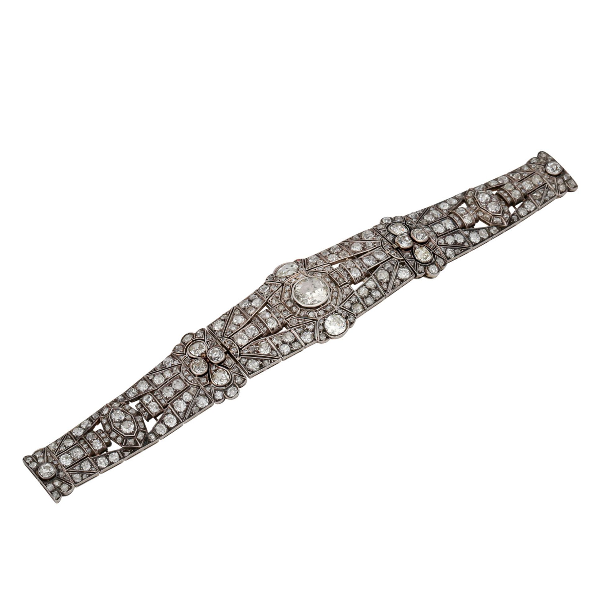 Art Déco Armband besetzt mit zahlreichen Diamanten ca. 30 ct, - Bild 3 aus 8