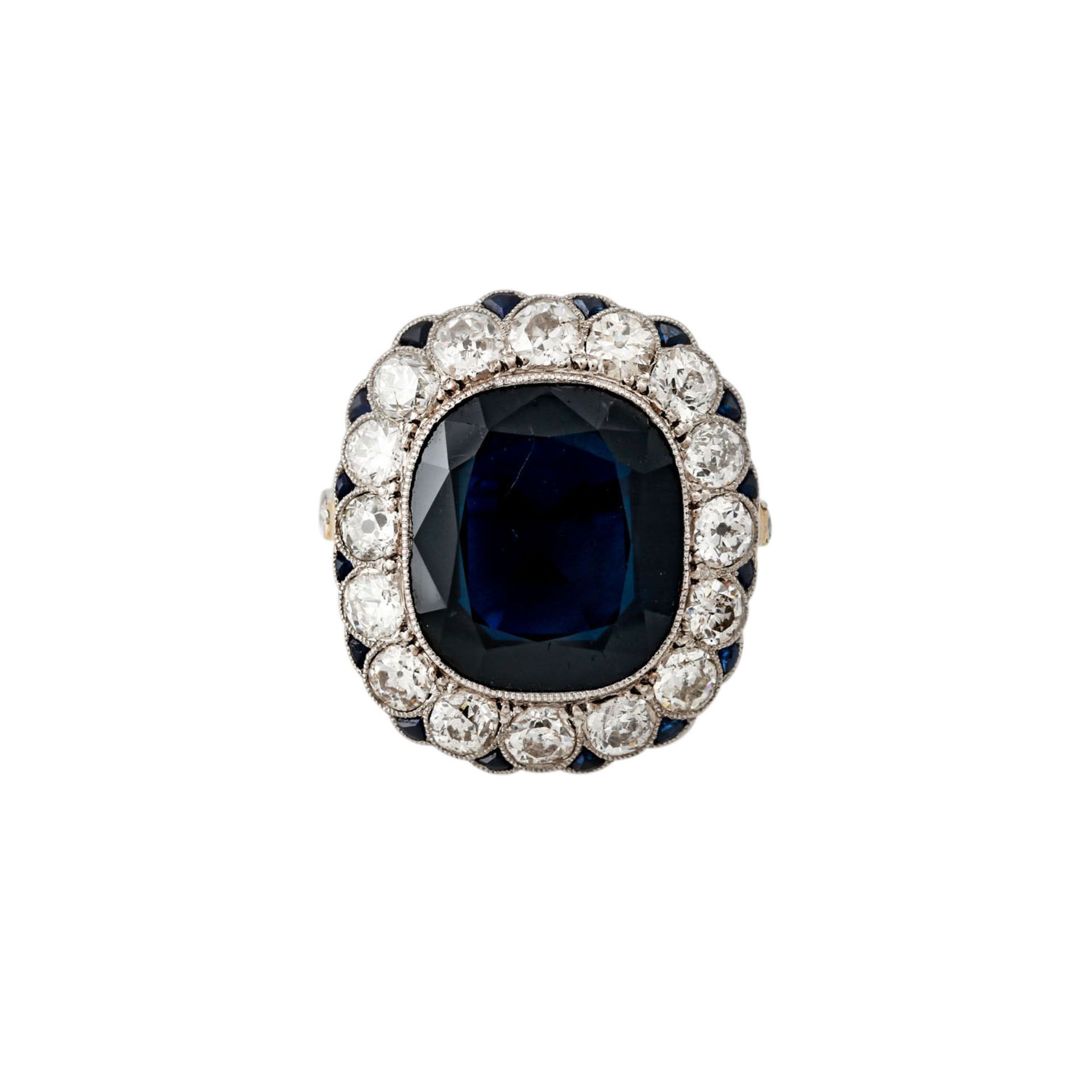 Ring mit dunkelblauem Saphir, ca. 7 ct, antik facettiert - Bild 2 aus 6