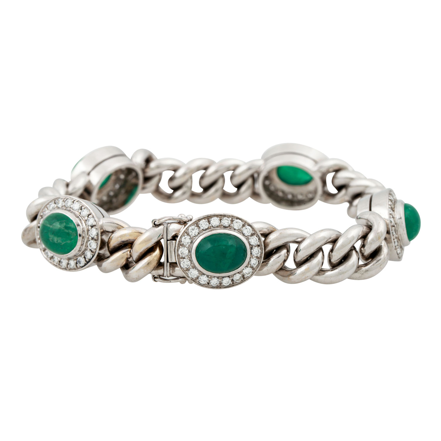 JUWELIER HEIDEN Armband mit 5 ovalen Smaragdcabochons, zus. ca. 12 ct - Image 2 of 7