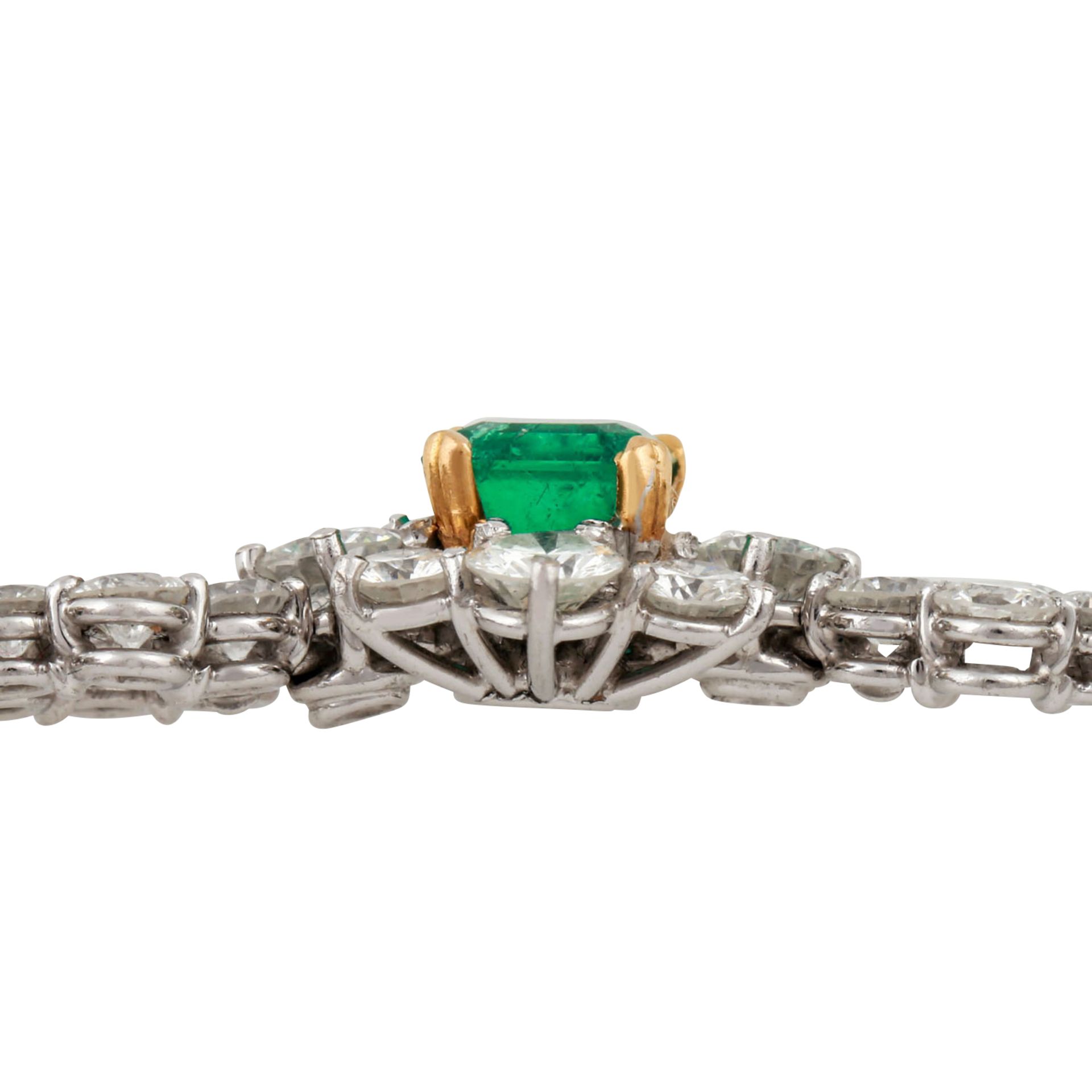 Armband mit 5 feinen Smaragden, zus. ca. 3 ct und zahlreichen Brillanten - Bild 6 aus 9