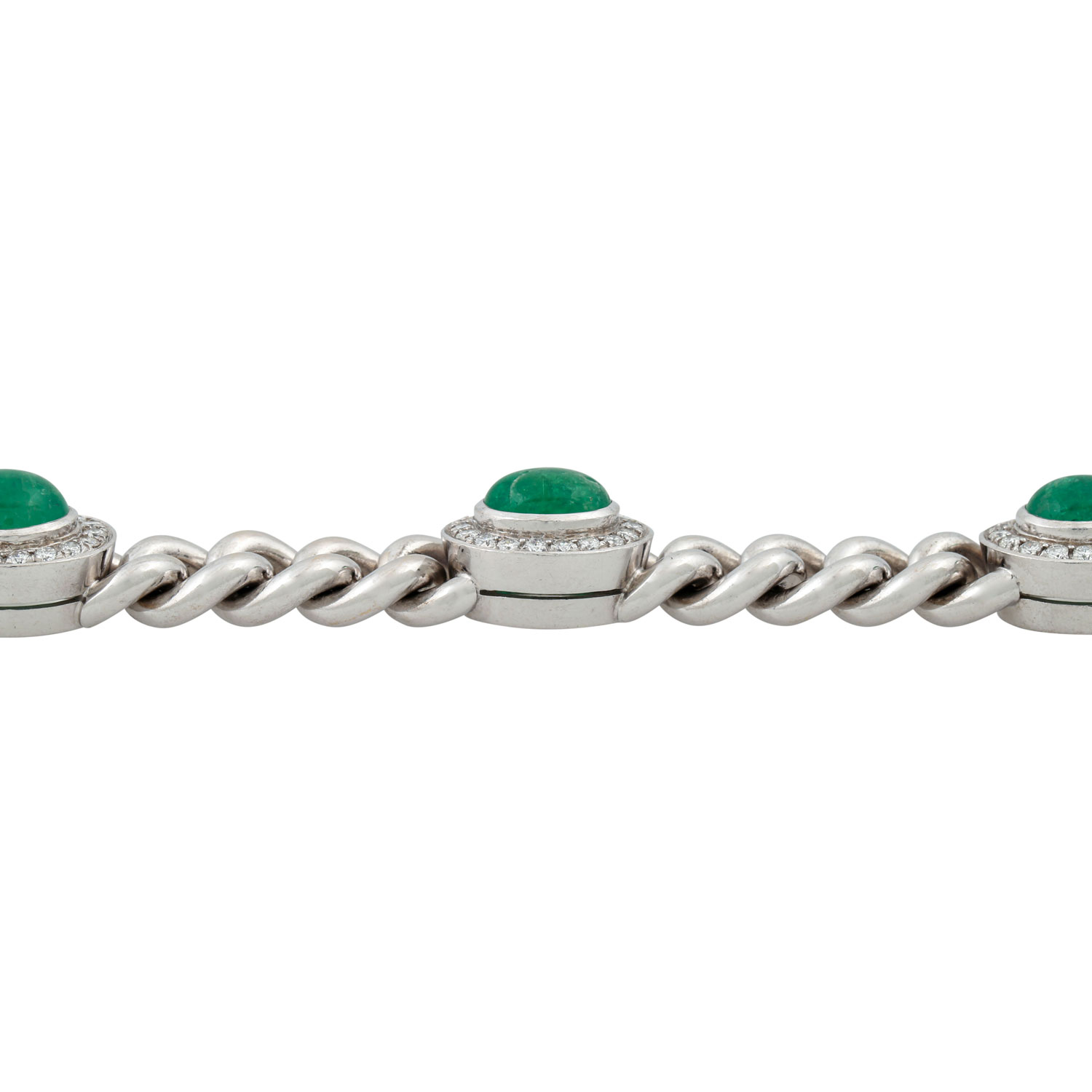 JUWELIER HEIDEN Armband mit 5 ovalen Smaragdcabochons, zus. ca. 12 ct - Image 6 of 7