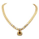 Collier mit Rubin von ca. 1,5 ct im facettierten Tropfenschliff