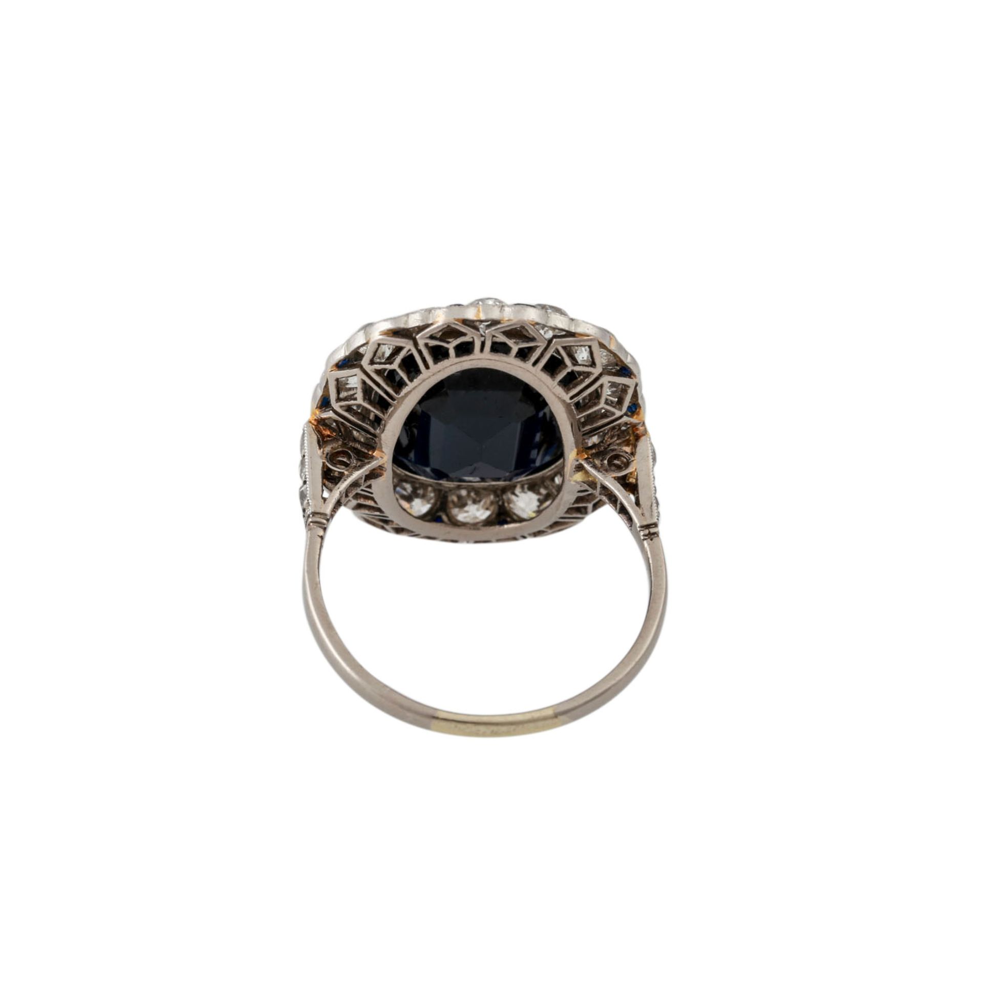 Ring mit dunkelblauem Saphir, ca. 7 ct, antik facettiert - Bild 4 aus 6