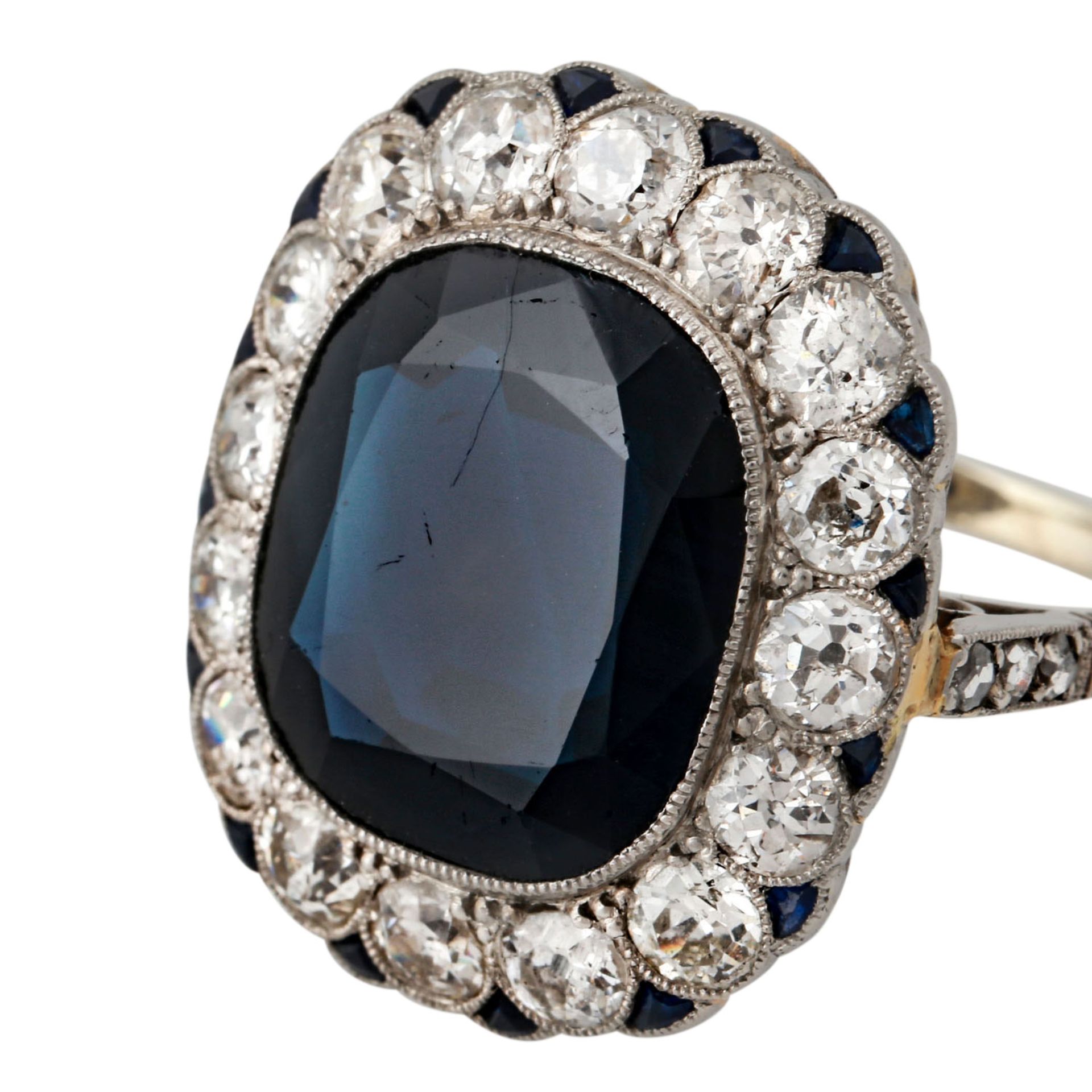 Ring mit dunkelblauem Saphir, ca. 7 ct, antik facettiert - Bild 6 aus 6