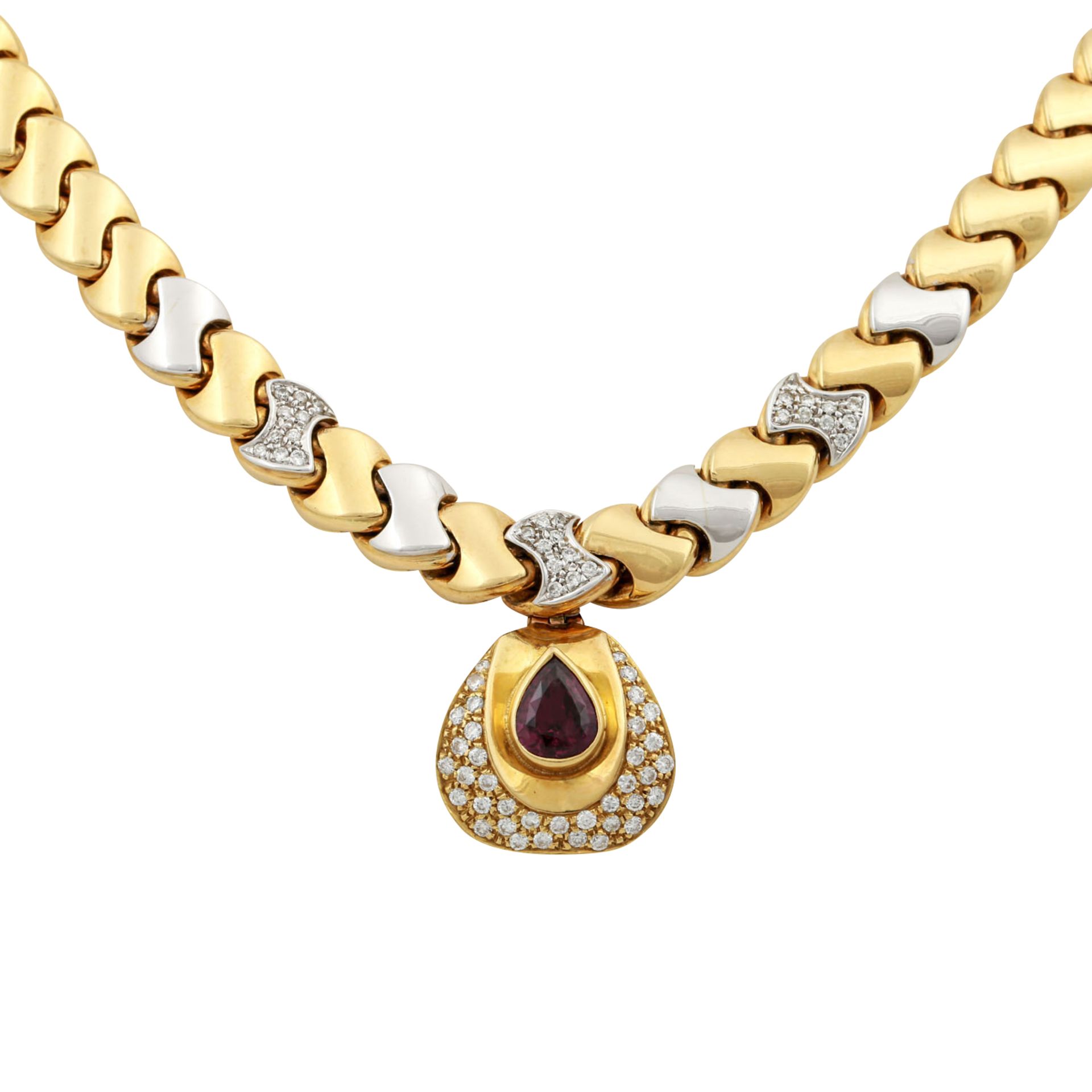 Collier mit Rubin von ca. 1,5 ct im facettierten Tropfenschliff - Bild 2 aus 8