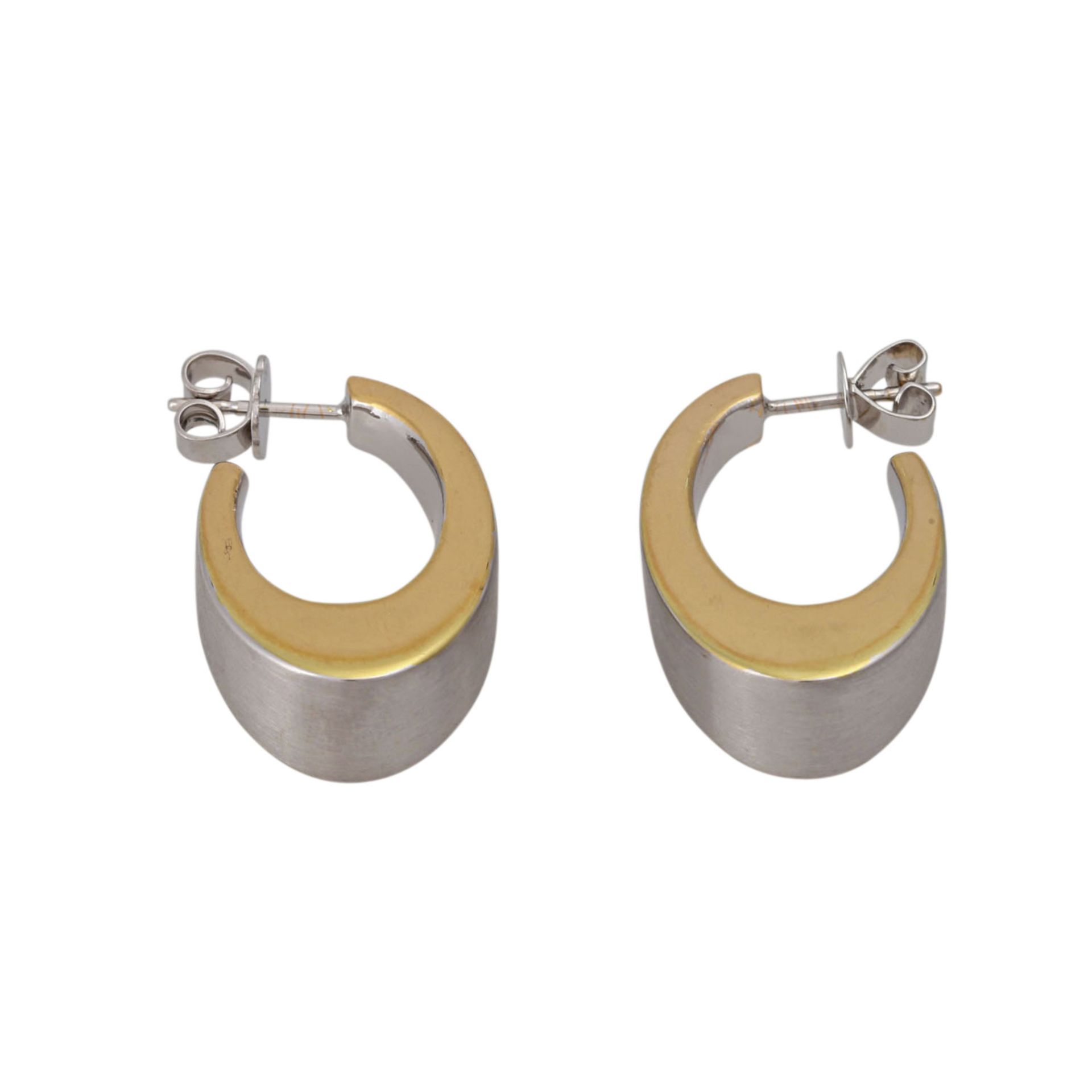 Ohrringe in oval geschwungener Form, - Bild 2 aus 3