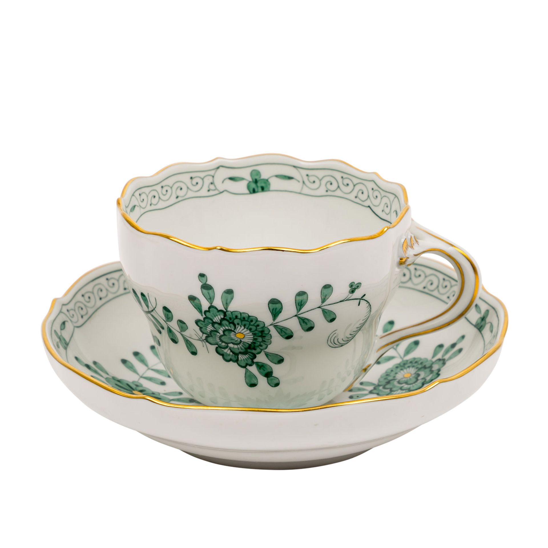 MEISSEN Kaffeeservice f. 6 Personen 'Indisch grün', 1. Wahl, 20. Jhd.. - Image 4 of 8