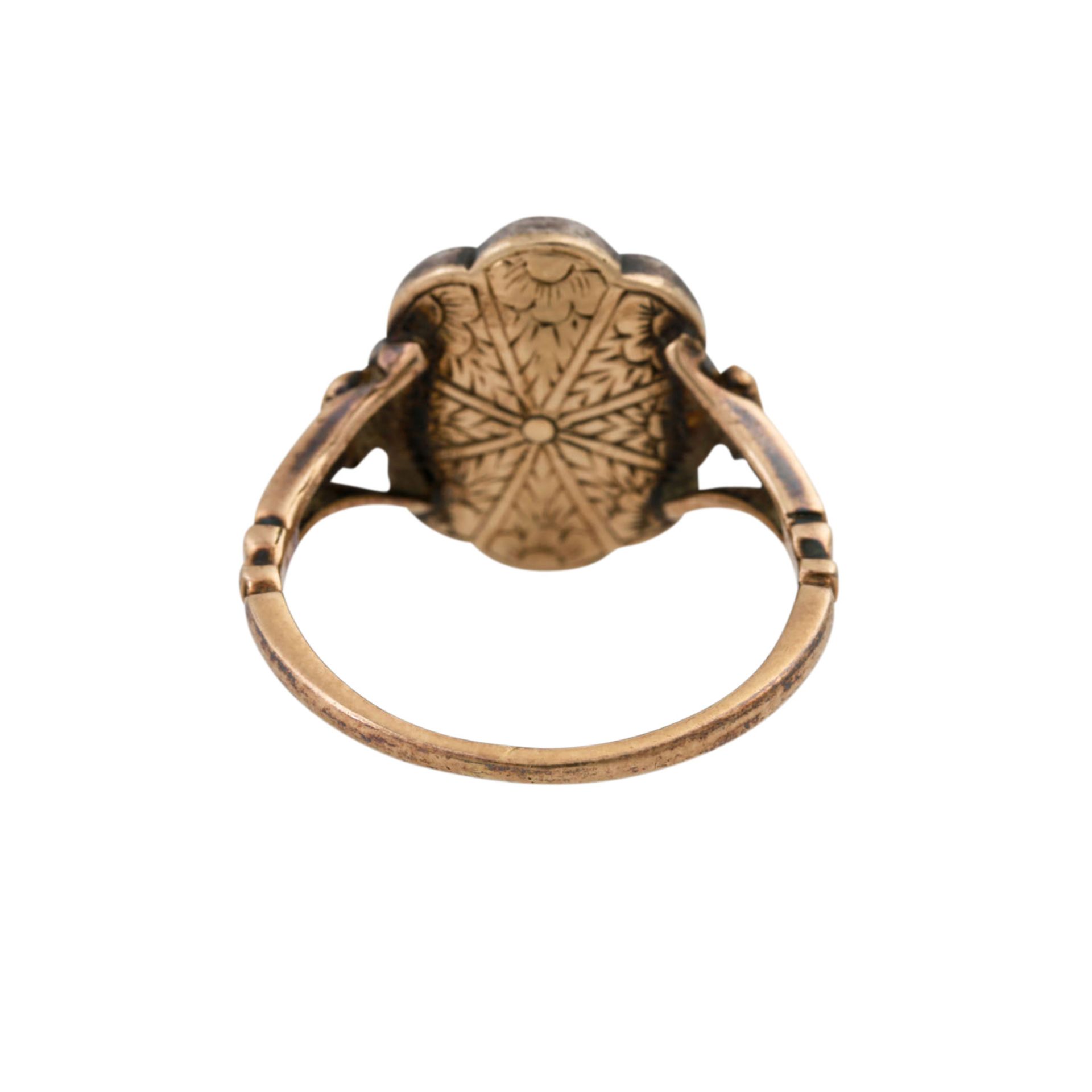 Antiker Ring mit 9 Diamantrosen, zus. ca. 0,4 ct, - Bild 4 aus 4
