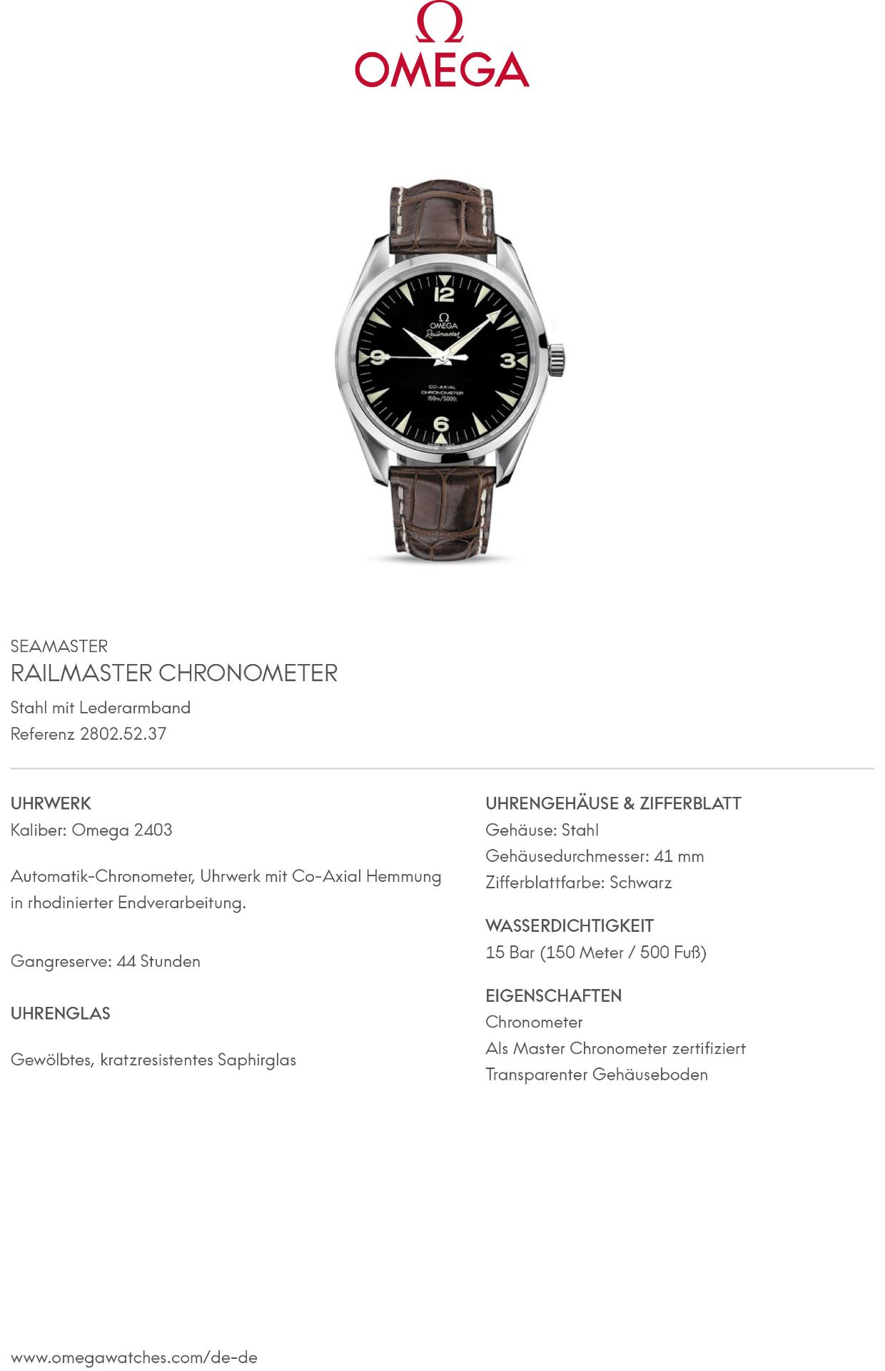 OMEGA Seamaster Aqua Terra "Railmaster Chronometer", Ref. 28025237. Herrenuhr. - Bild 7 aus 7