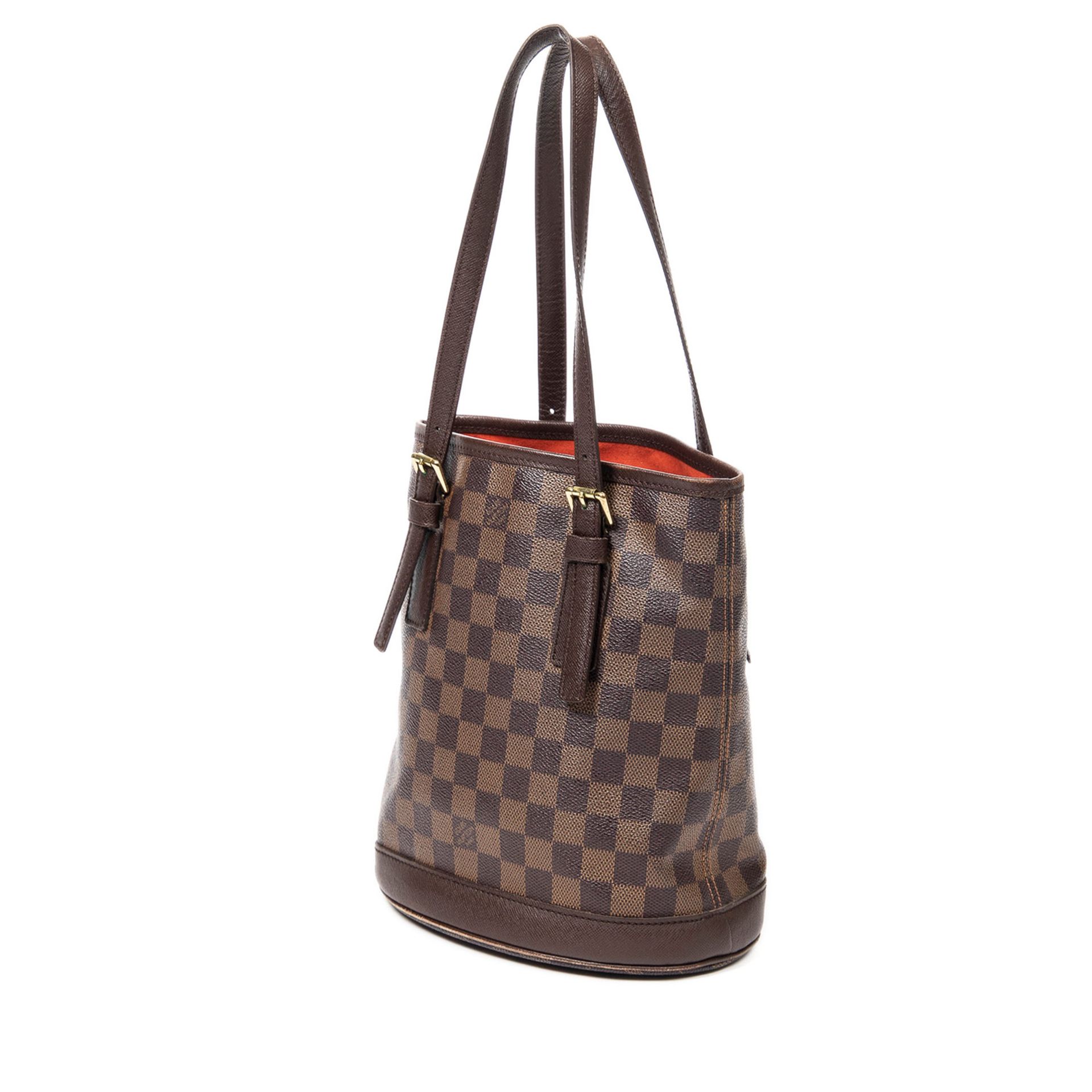 LOUIS VUITTON VINTAGE Beuteltasche "MARAIS", Koll. 1998.Damier Ebene Serie mit dunkelbraunem Leder - Bild 5 aus 6