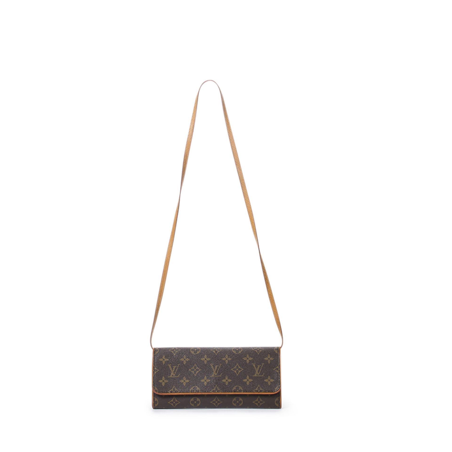 LOUIS VUITTON Pochette "TWIN GM", Koll. 2000.Monogram Canvas Serie, Riemen und Details aus