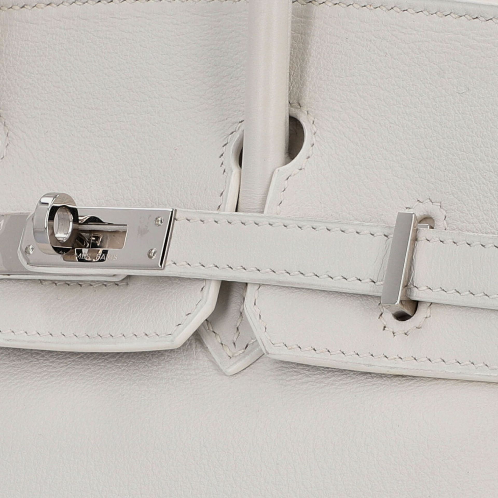 HERMÈS Handtasche "BIRKIN BAG 25", Koll. 2008.NP.: 6.500,-€. Chevre Leder in Weiß, Hardware mit - Bild 7 aus 8