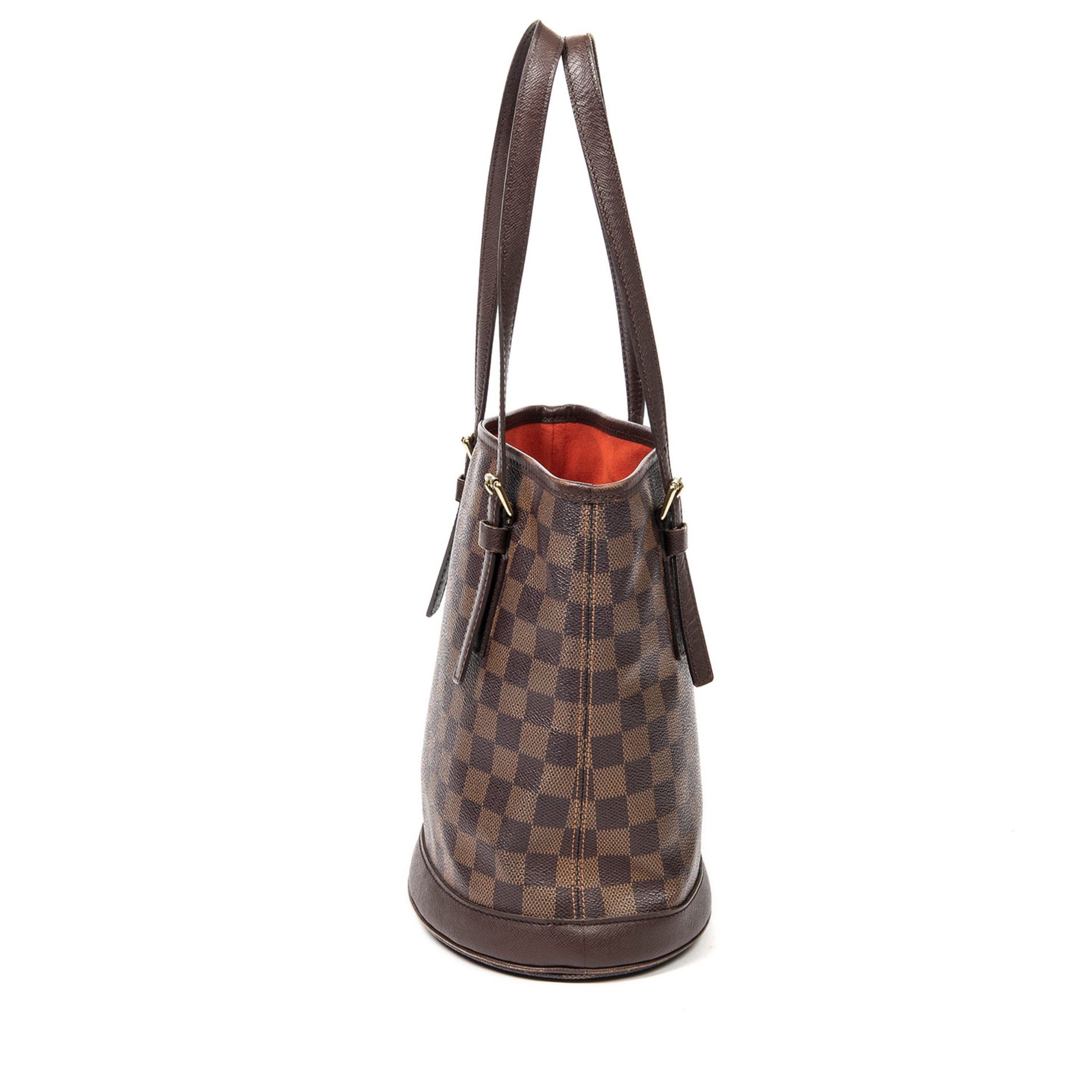 LOUIS VUITTON VINTAGE Beuteltasche "MARAIS", Koll. 1998.Damier Ebene Serie mit dunkelbraunem Leder - Bild 4 aus 6