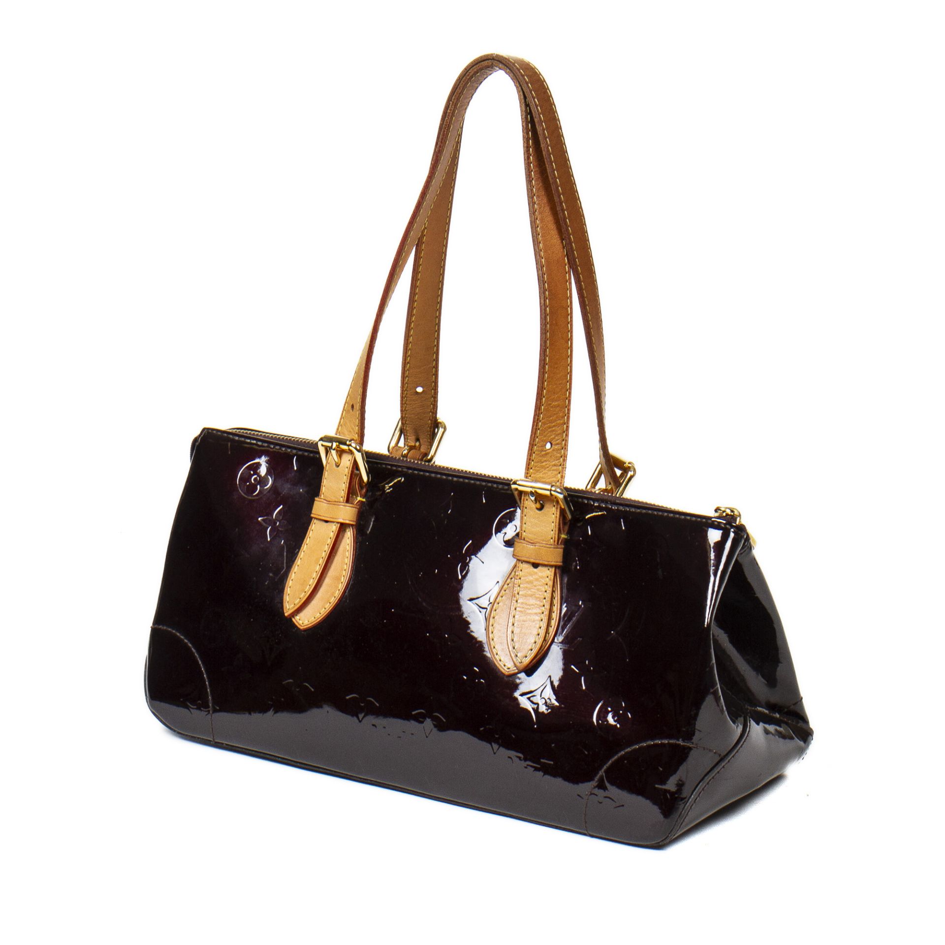 LOUIS VUITTON Schultertasche "ROSEWOOD", Koll. 2003.Vernis Leder Serie in Bordeaux,