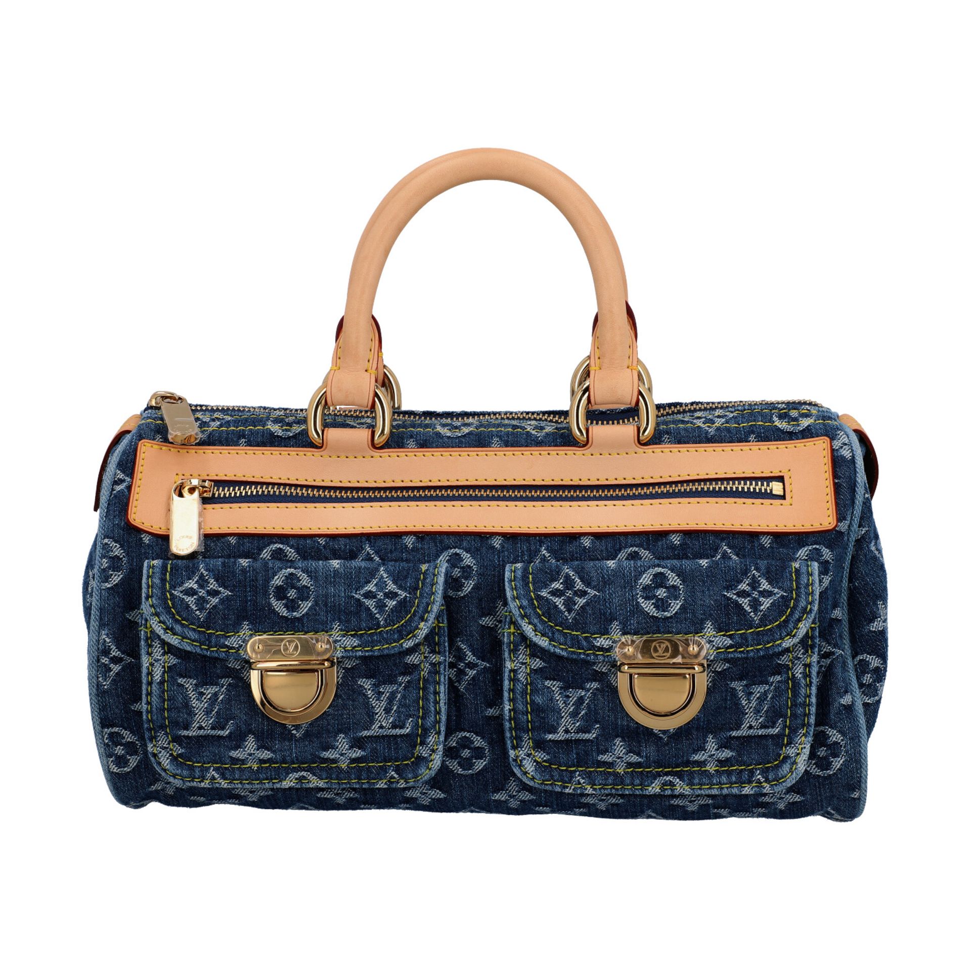 LOUIS VUITTON Handtasche "DENIM NEO SPEEDY", Koll. 2005.iMonogram Denim Serie mit naturbelassenen