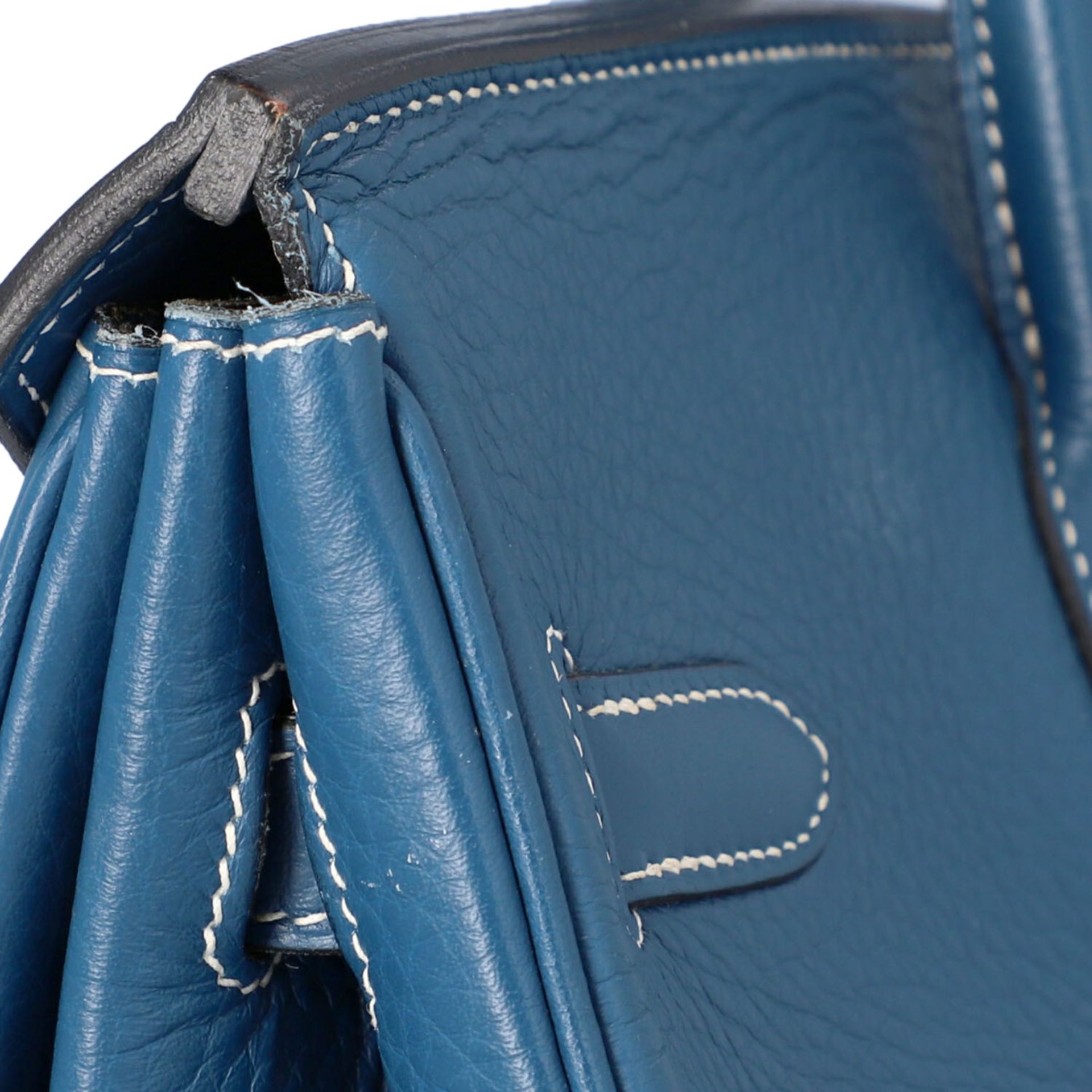 HERMÈS Handtasche "BIRKIN BAG 35", Koll. 2003.Akt. NP. ca.: 8.500,-€. Togo-Leder in Blau, Hardware - Bild 6 aus 9