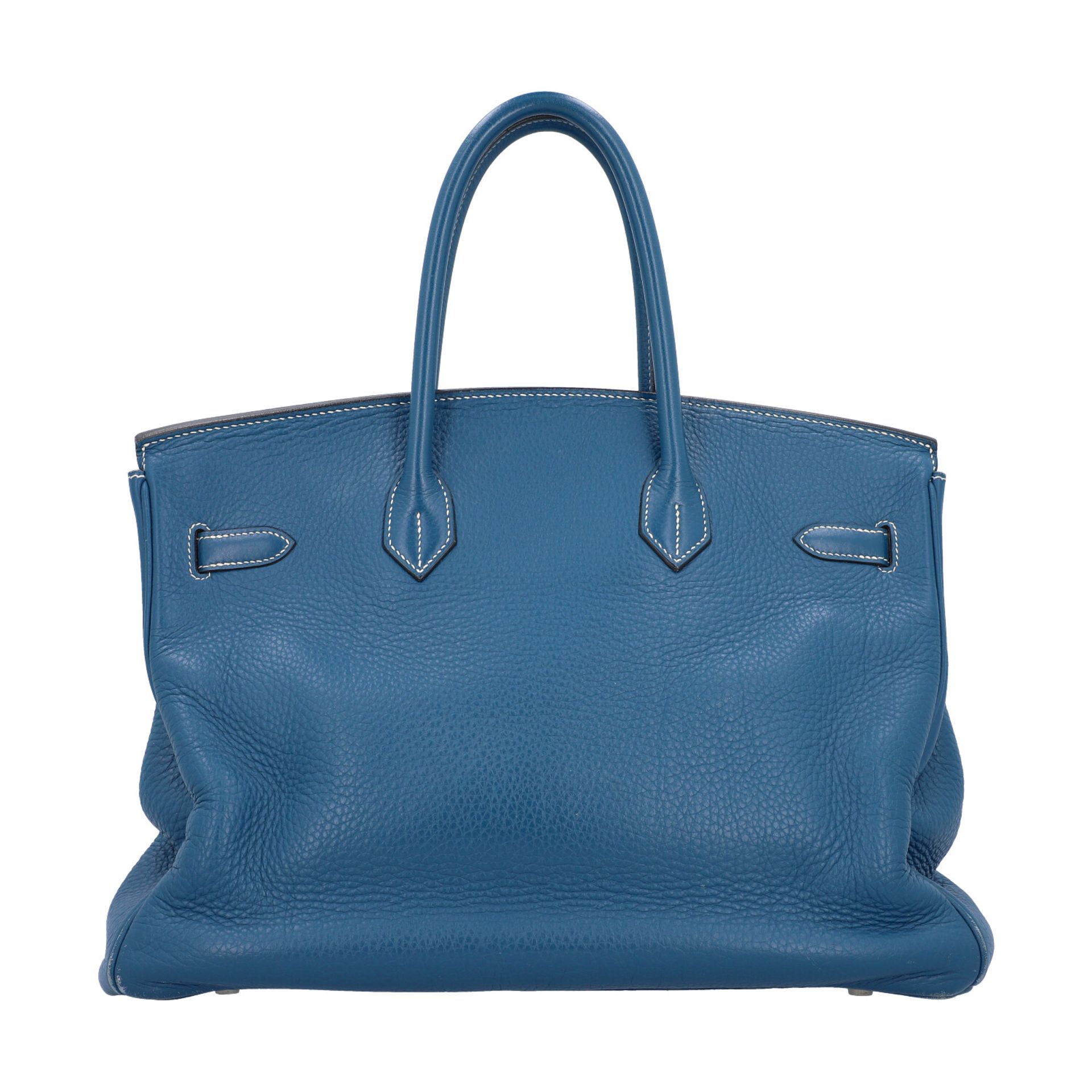 HERMÈS Handtasche "BIRKIN BAG 35", Koll. 2003.Akt. NP. ca.: 8.500,-€. Togo-Leder in Blau, Hardware - Bild 4 aus 9