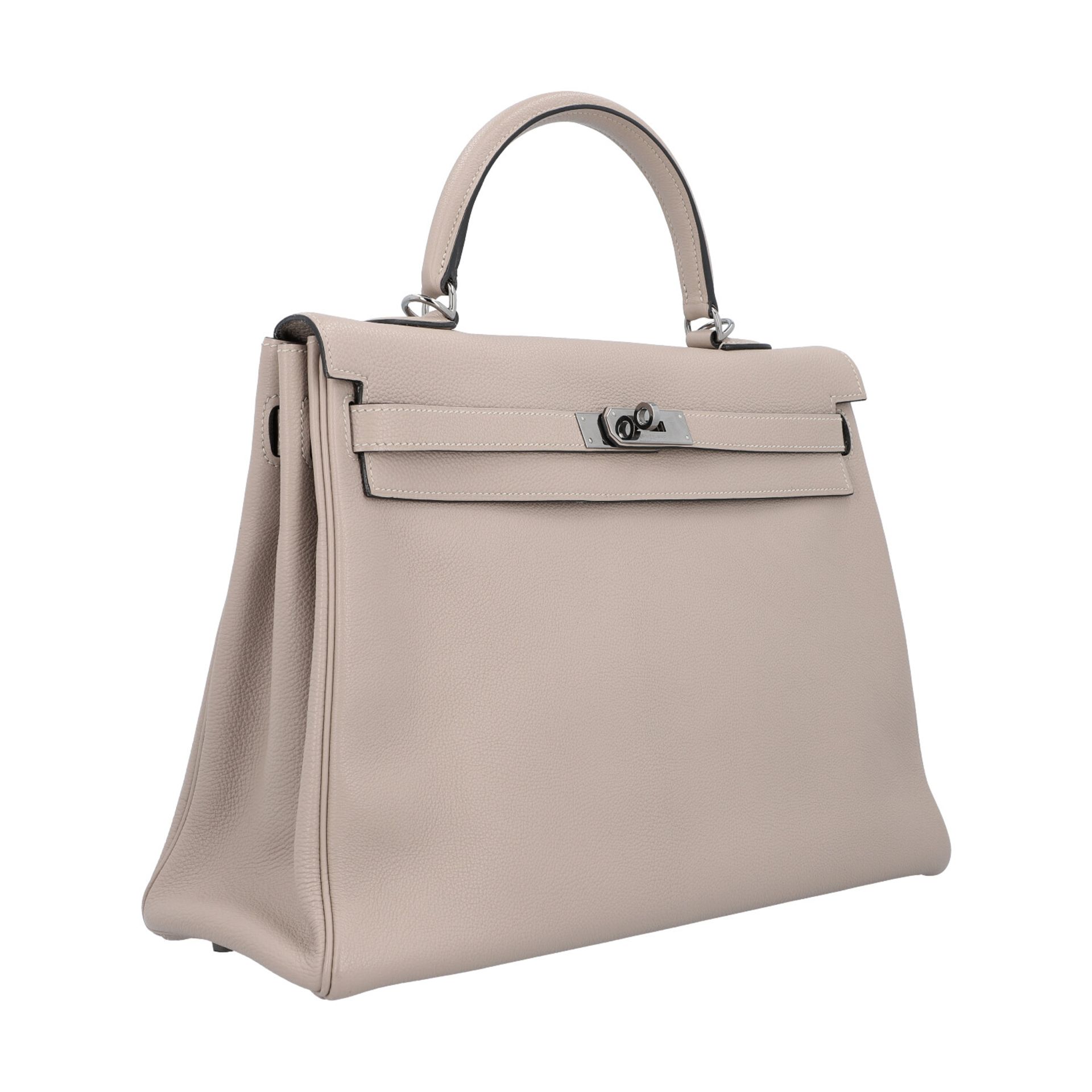 HERMÈS Handtasche "KELLY BAG 35", Koll 2006.Akt. NP.: 8.100,-€. Clemence Leder in Gris Tourterelle - Bild 2 aus 9