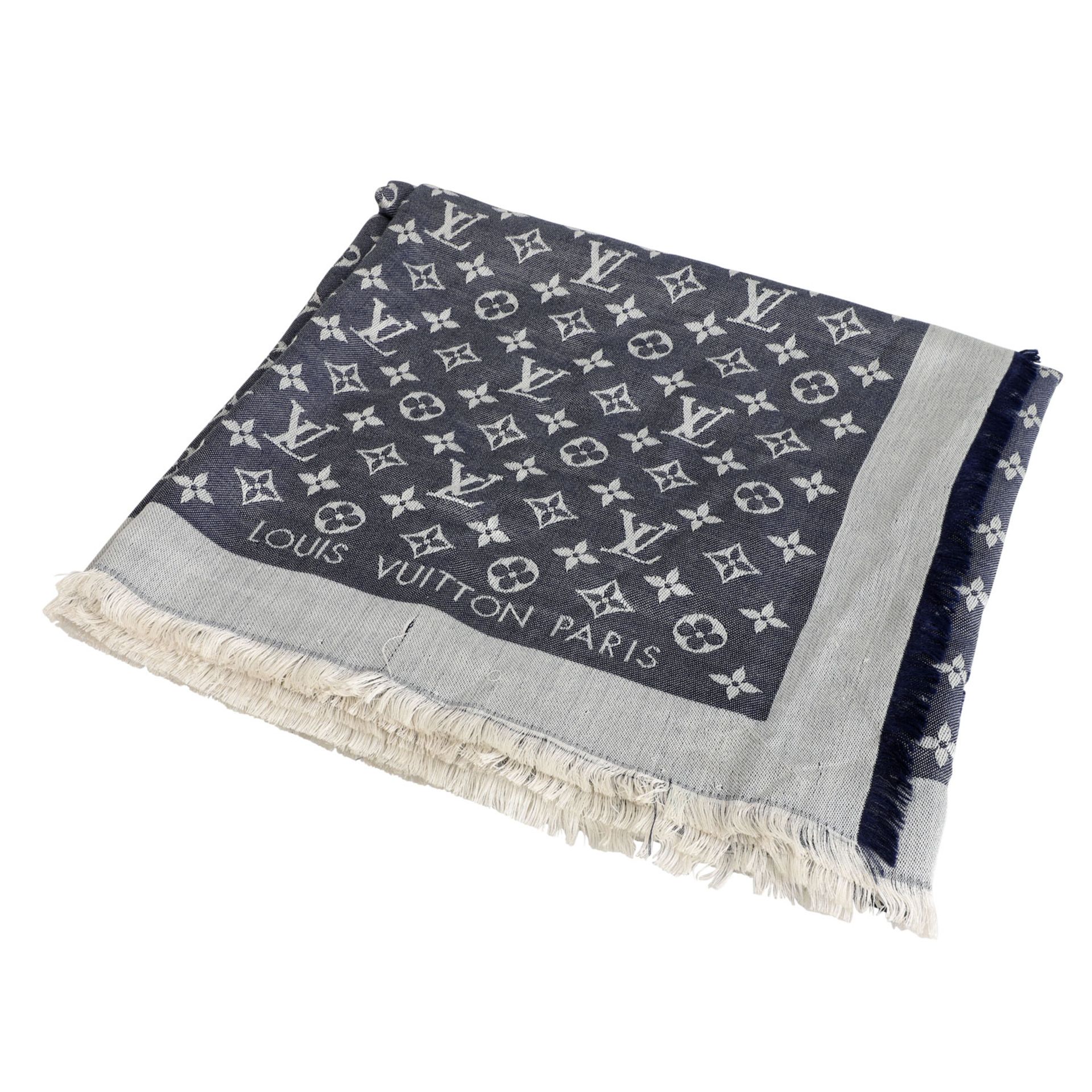 LOUIS VUITTON Foulard, "MONOGRAM DENIM", akt. NP.: 400,-€.60% Seide, 40% Wolle. Denim Serie mit - Bild 2 aus 3