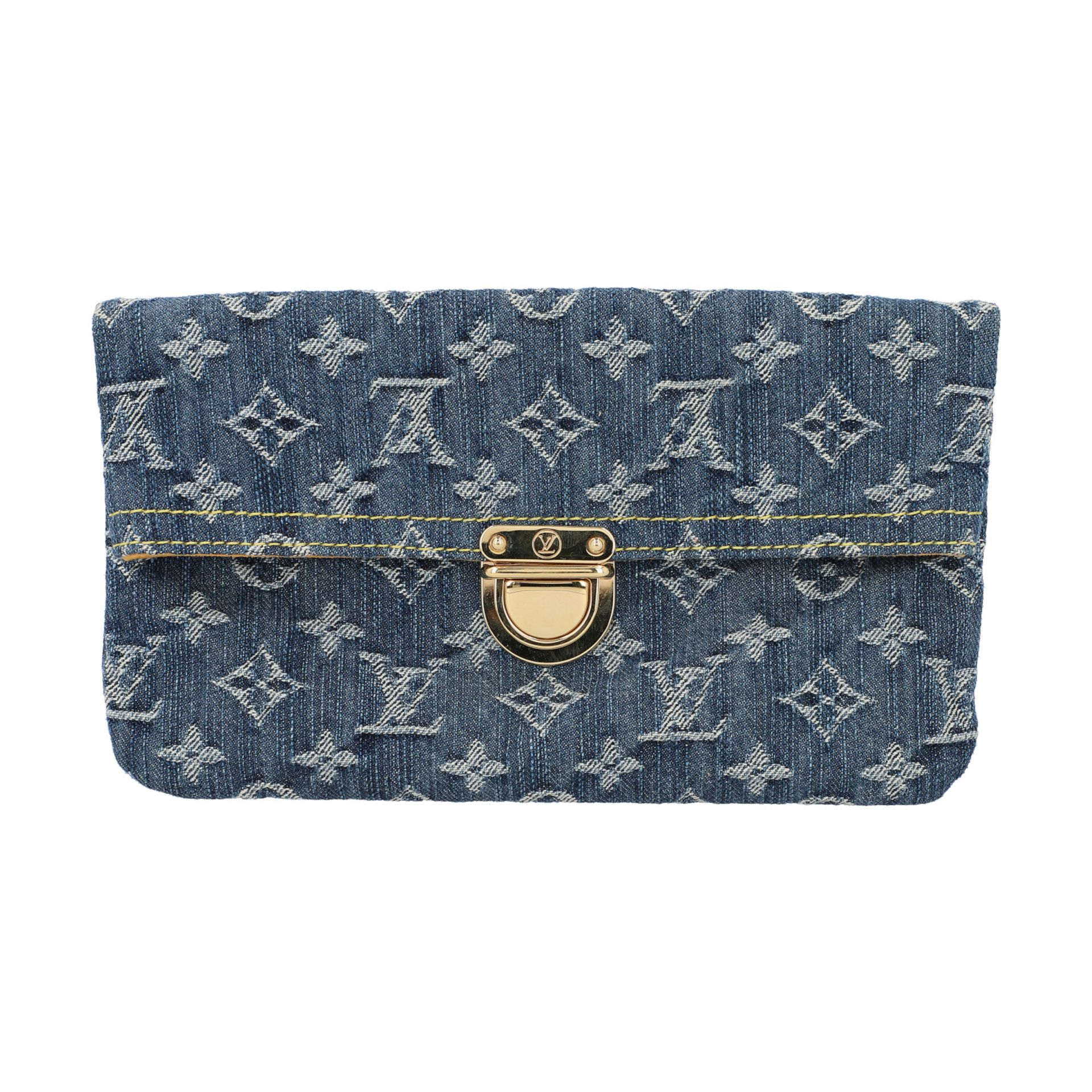 LOUIS VUITTON Pochette "POCHETTE PLAT", Koll.: 2006.Monogram Denim Serie mit goldfarbener Hardware