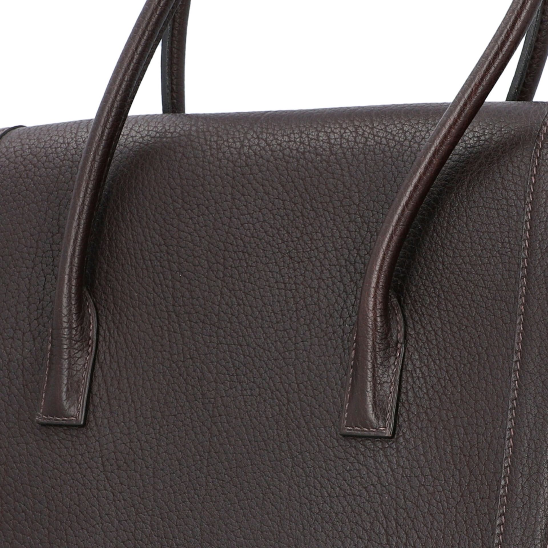 HERMÈS VINTAGE Henkeltasche "DRAG 37", Koll.: 1997, NP.: ca. 6.200,-€.Dunkelbraunes Togo-Leder mit - Bild 7 aus 8