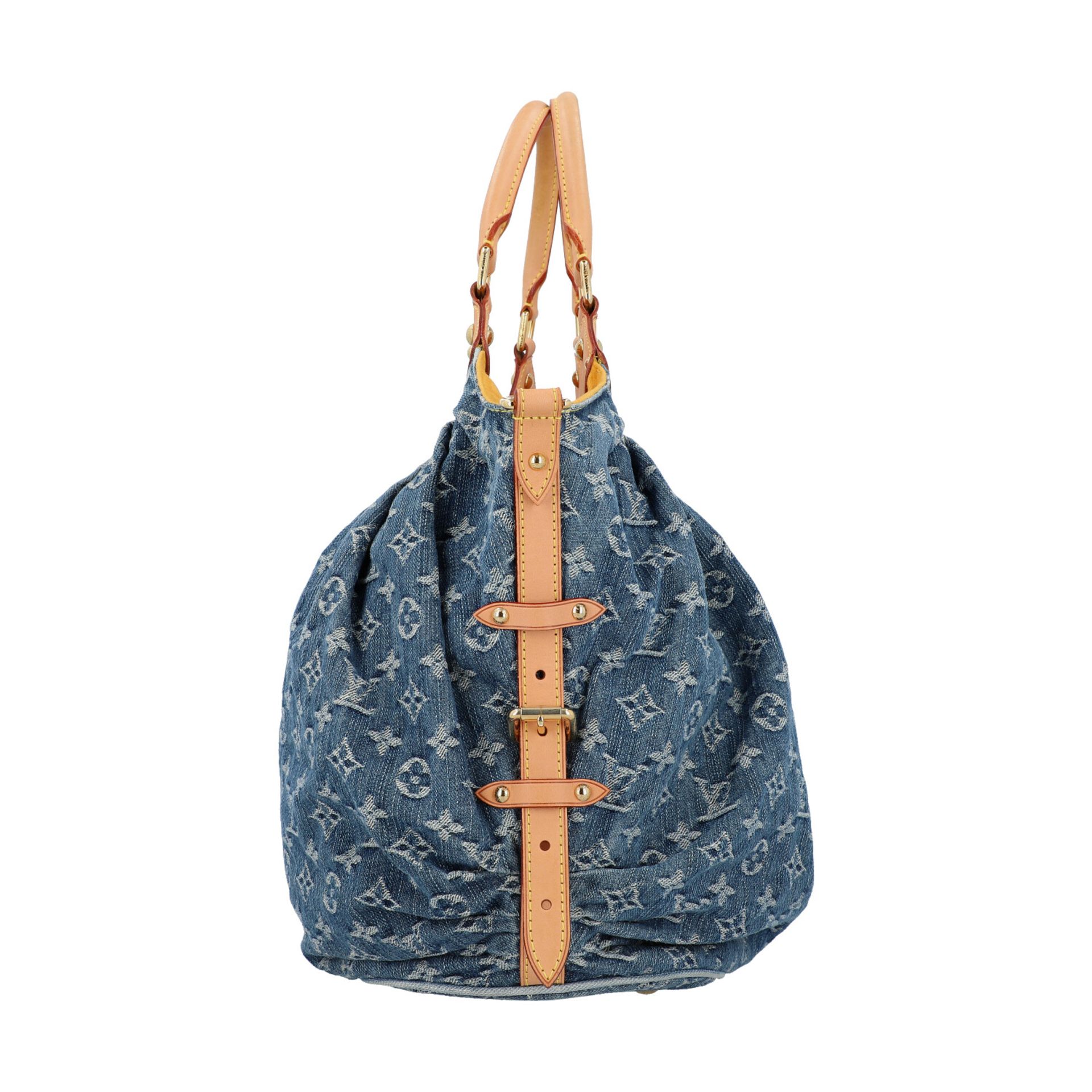 LOUIS VUITTON Shopper "MAHINA", Koll.: 2017, NP.: ca. 2.400,-€.Denim Monogram Serie mit Rindsleder- - Bild 3 aus 8