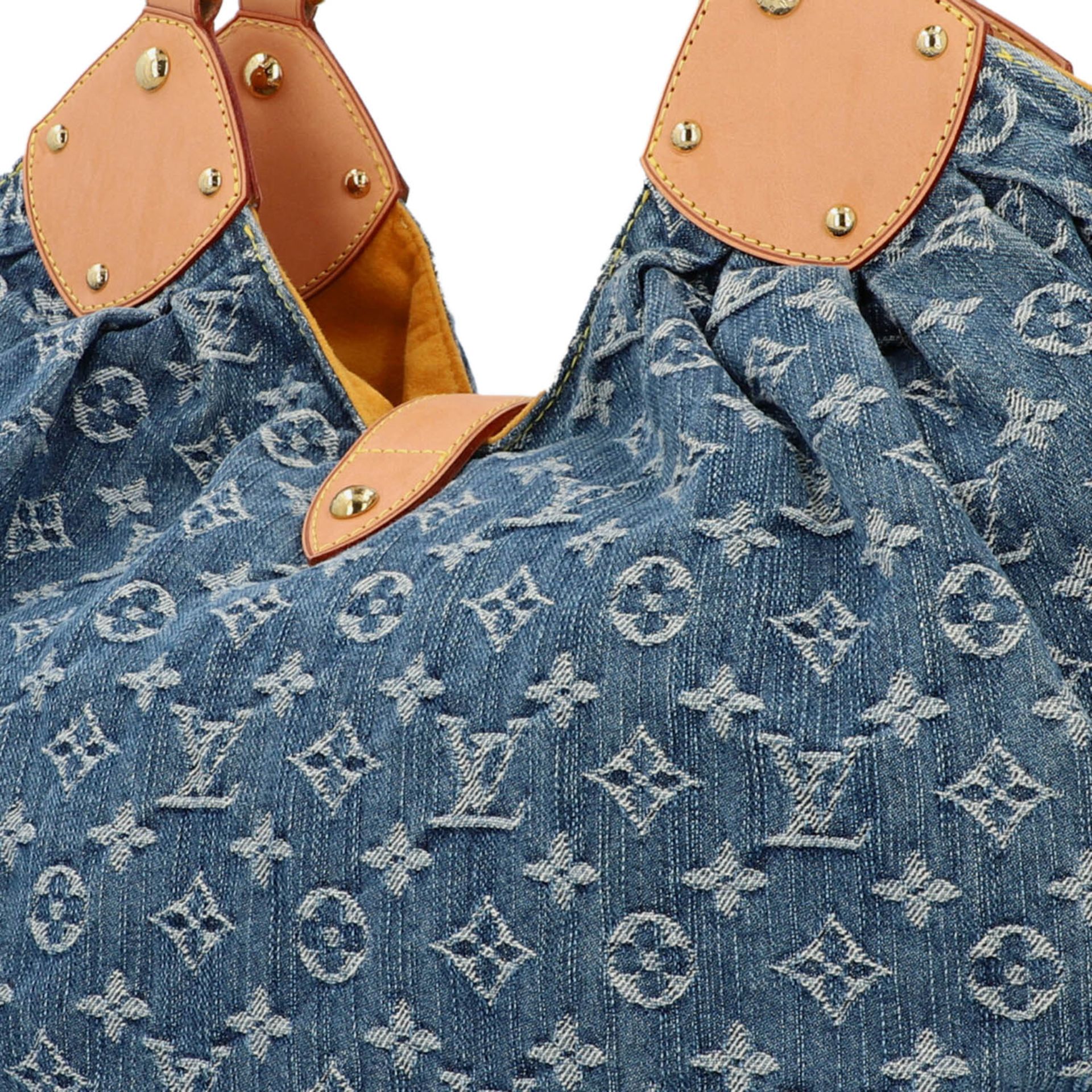 LOUIS VUITTON Shopper "MAHINA", Koll.: 2017, NP.: ca. 2.400,-€.Denim Monogram Serie mit Rindsleder- - Bild 7 aus 8