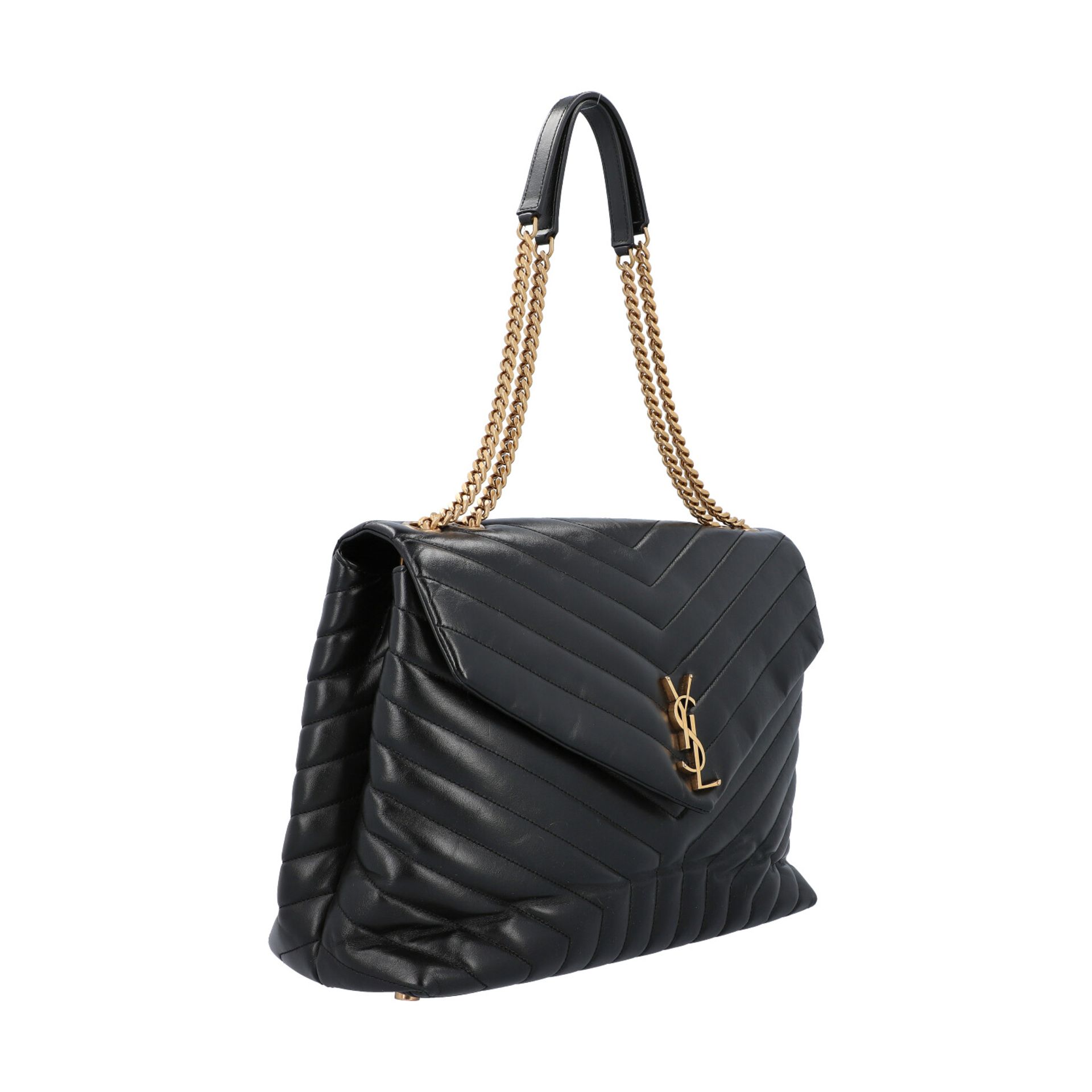 YVES SAINT LAURENT Tasche "MITTLERE LOU LOU", akt. NP.: 1.790,-€.Schwarzes Leder mit Y-Steppung, - Bild 2 aus 8