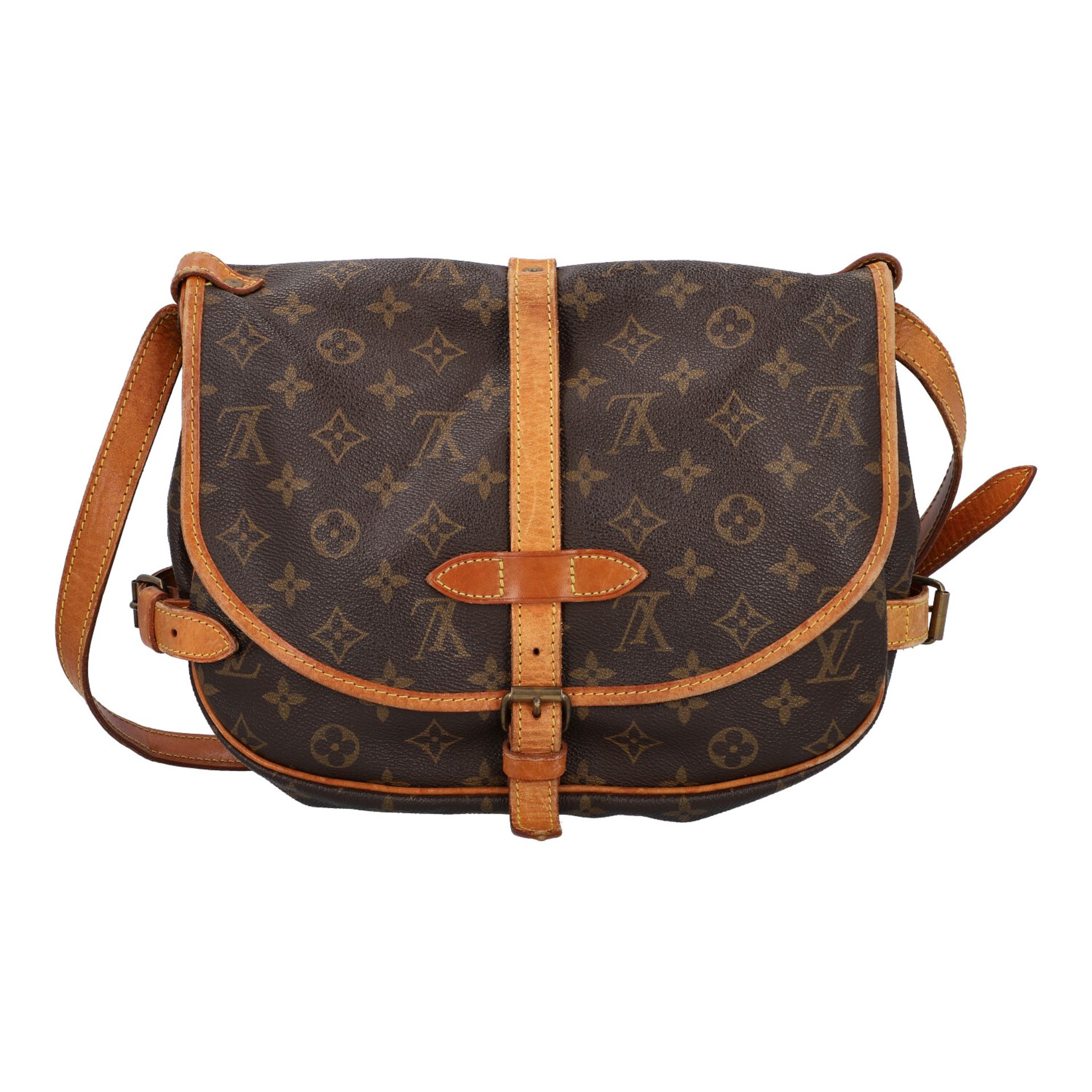 LOUIS VUITTON VINTAGE Umhängetasche "SAUMUR PM", Koll. 1992.Monogram Canvas Serie, aufklappbares