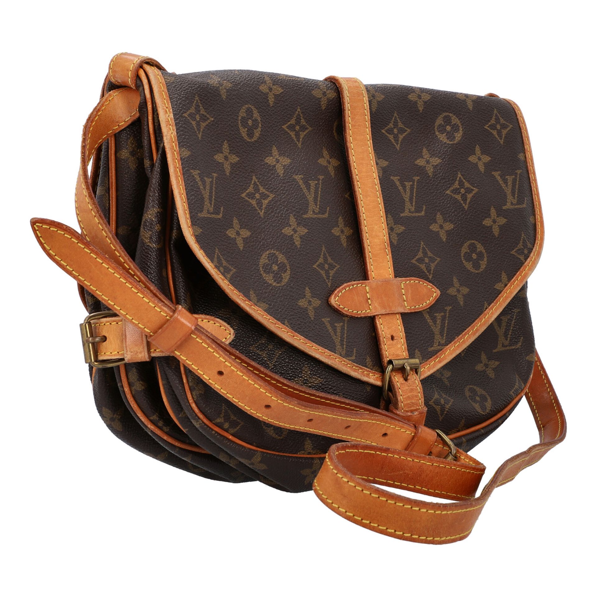 LOUIS VUITTON VINTAGE Umhängetasche "SAUMUR PM", Koll. 1992.Monogram Canvas Serie, aufklappbares - Bild 3 aus 8