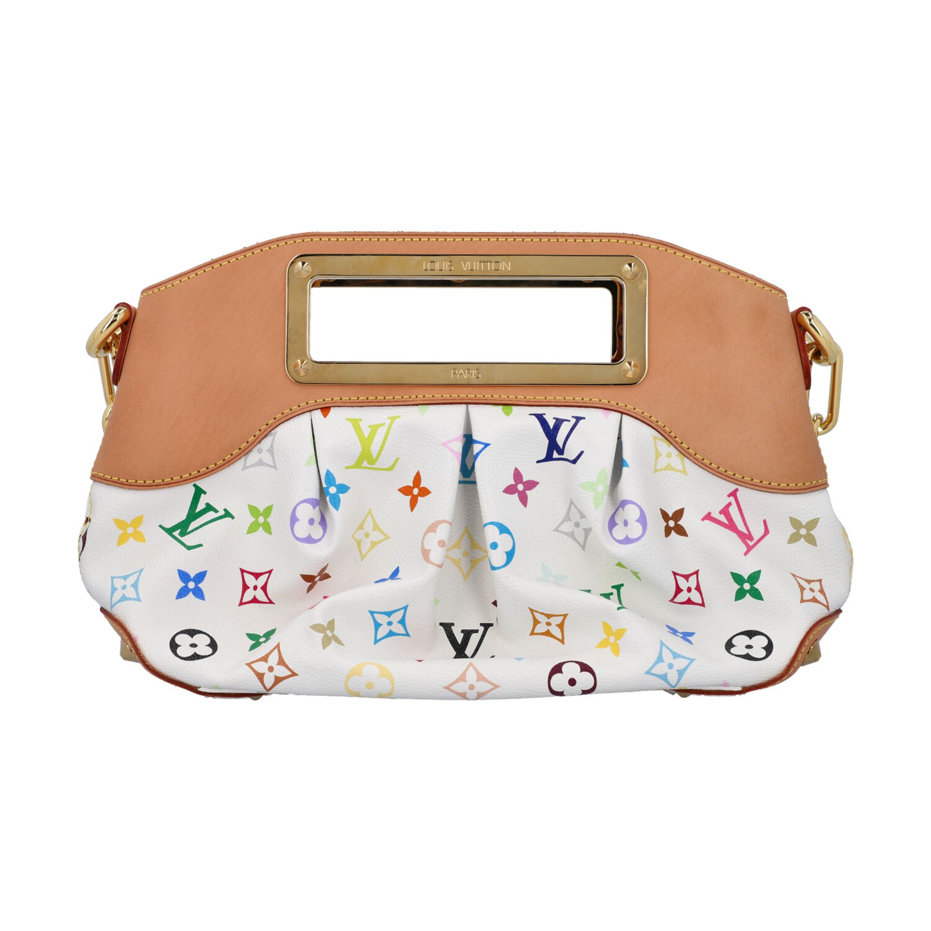 LOUIS VUITTON Henkeltasche "JUDY PM", Koll.: 2010 , NP.: 1.900,-€.Multicolor Monogram auf weißem