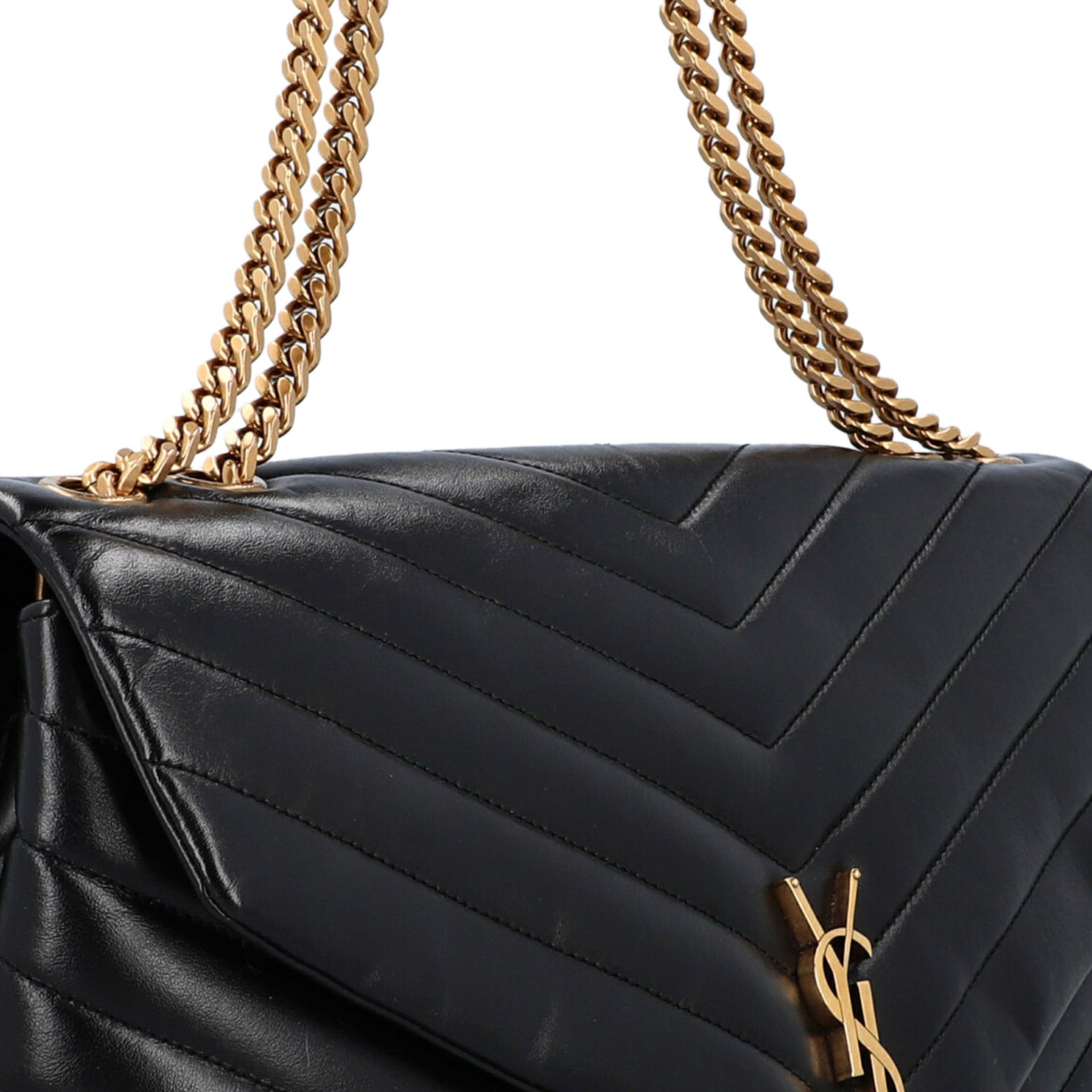 YVES SAINT LAURENT Tasche "MITTLERE LOU LOU", akt. NP.: 1.790,-€.Schwarzes Leder mit Y-Steppung, - Bild 8 aus 8