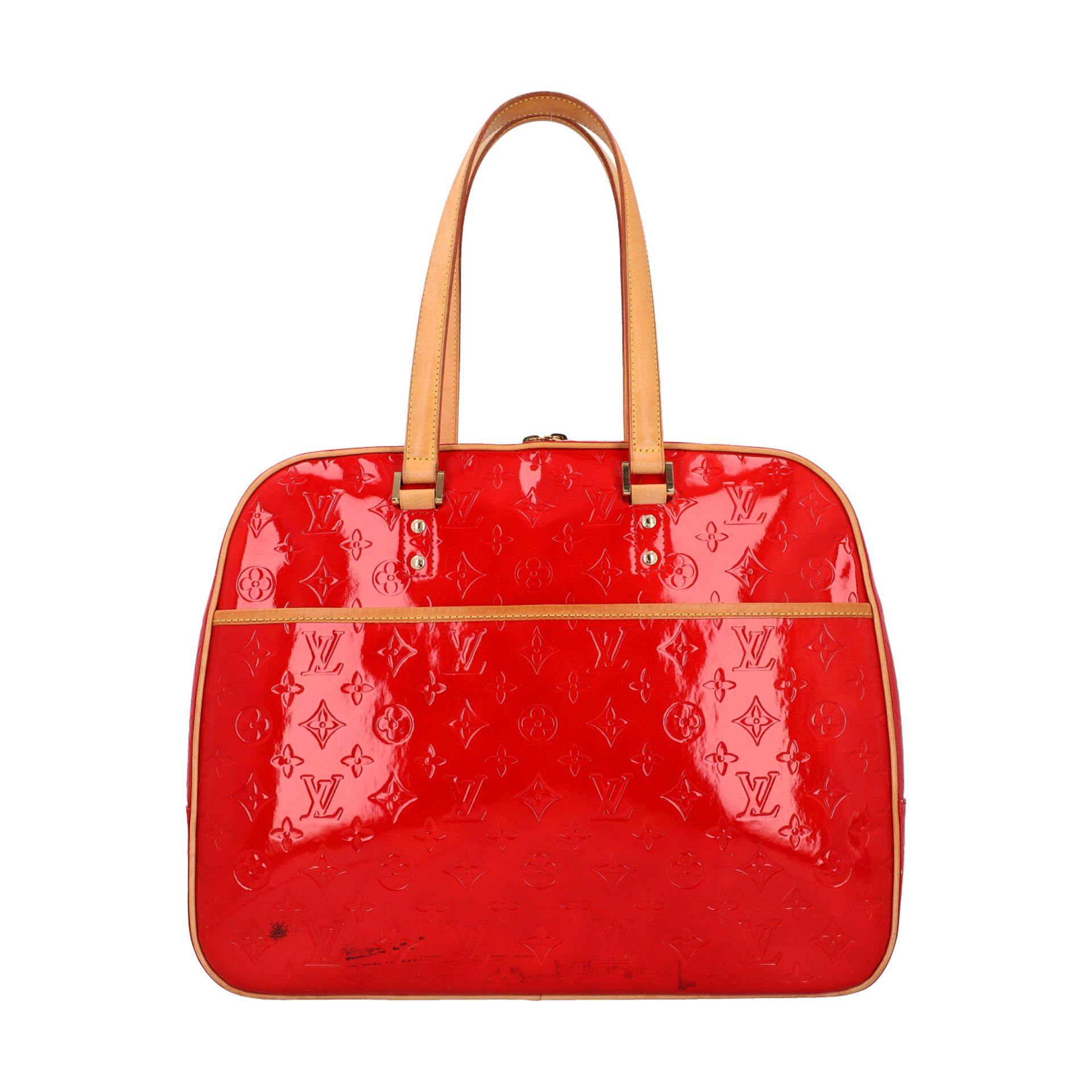 LOUIS VUITTON Handtasche "SUTTON", Koll. 1999.Vernisleder Serie in Rot, Details aus