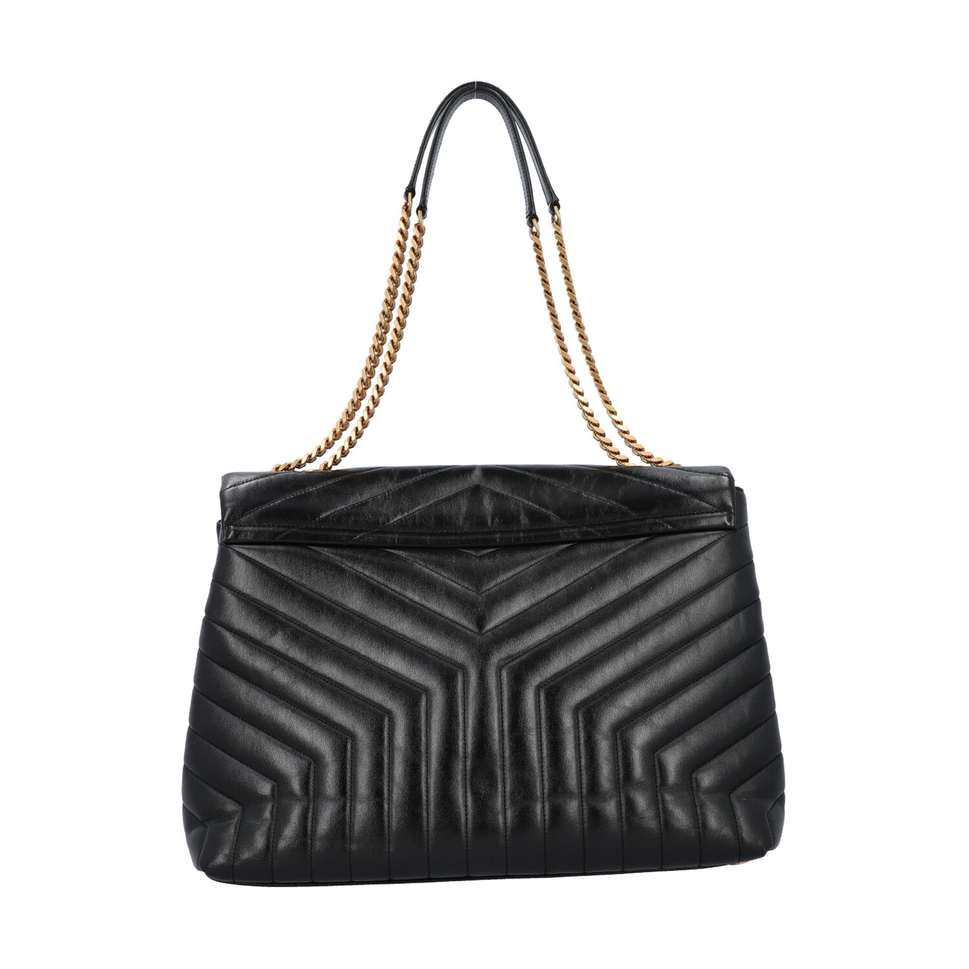 YVES SAINT LAURENT Tasche "MITTLERE LOU LOU", akt. NP.: 1.790,-€.Schwarzes Leder mit Y-Steppung, - Bild 4 aus 8