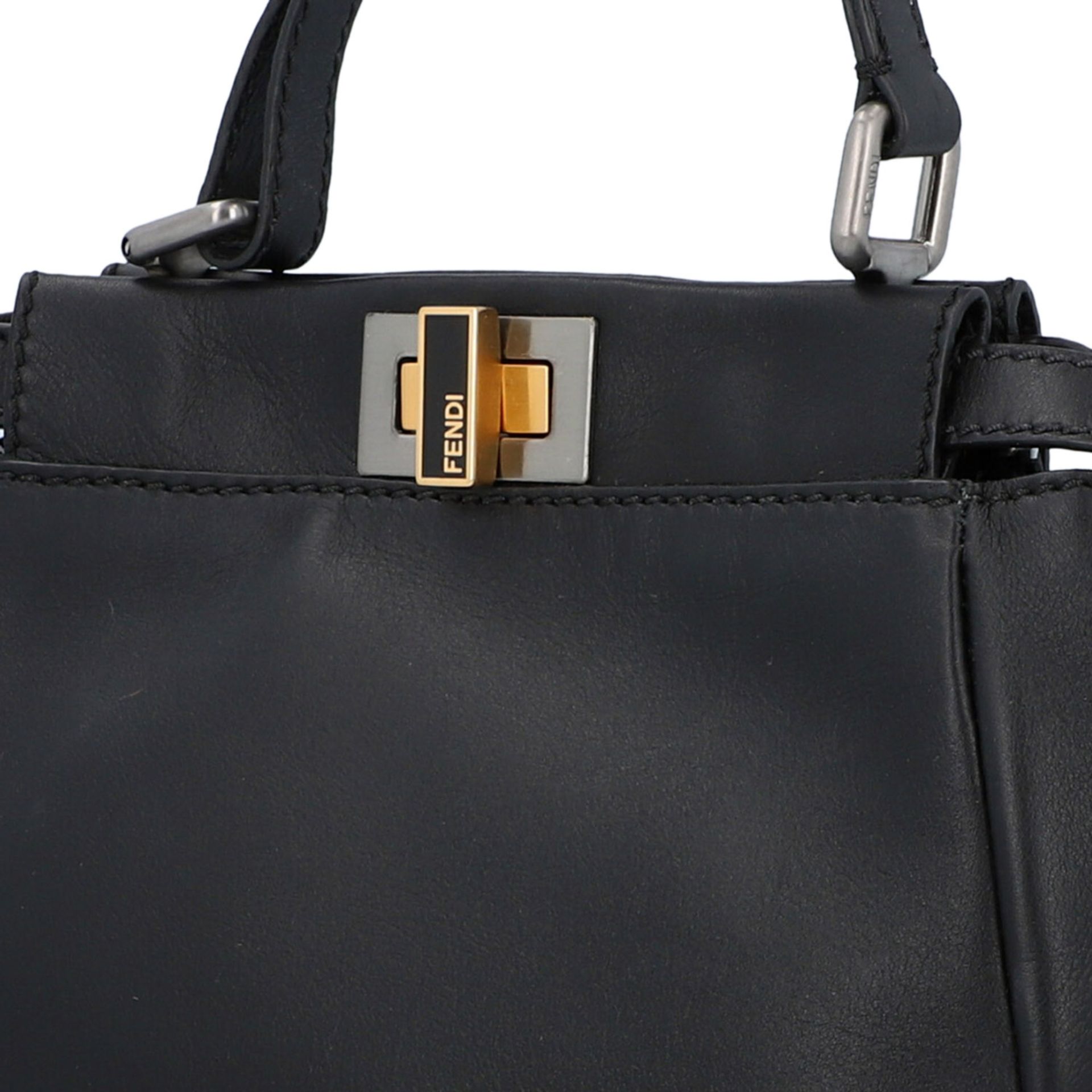 FENDI Henkeltasche "PEEKABOO MINI"; akt. NP.: 2.600,-€.Schwarzes Leder mit Hardware in Bicolor, - Bild 7 aus 8