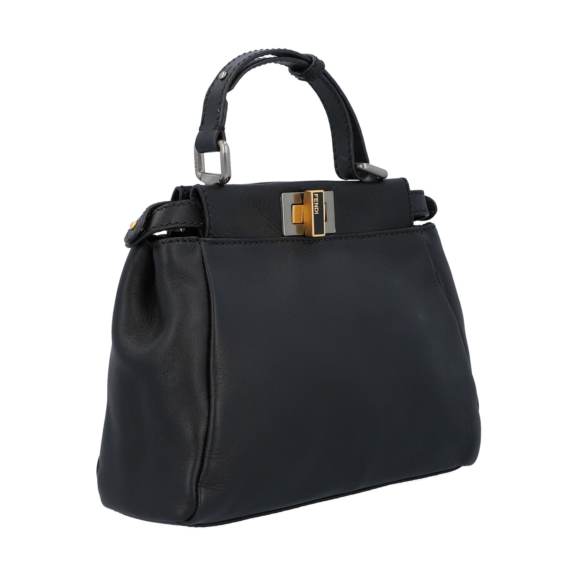 FENDI Henkeltasche "PEEKABOO MINI"; akt. NP.: 2.600,-€.Schwarzes Leder mit Hardware in Bicolor, - Bild 2 aus 8