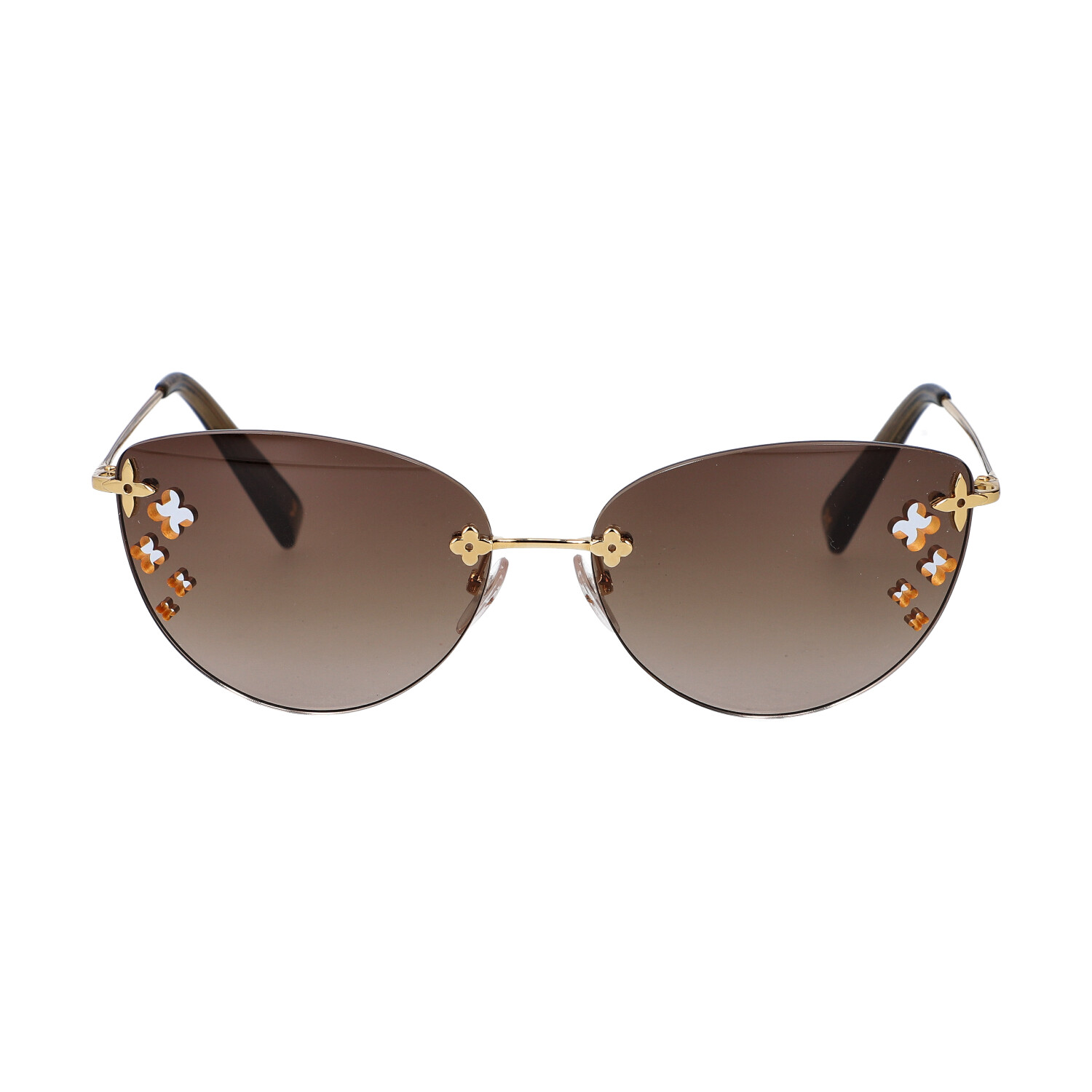 LOUIS VUITTON Sonnenbrille "DESMAYO".Akt. NP.: 300,-€. In Braun und Goldfarben, Bügelgestell aus