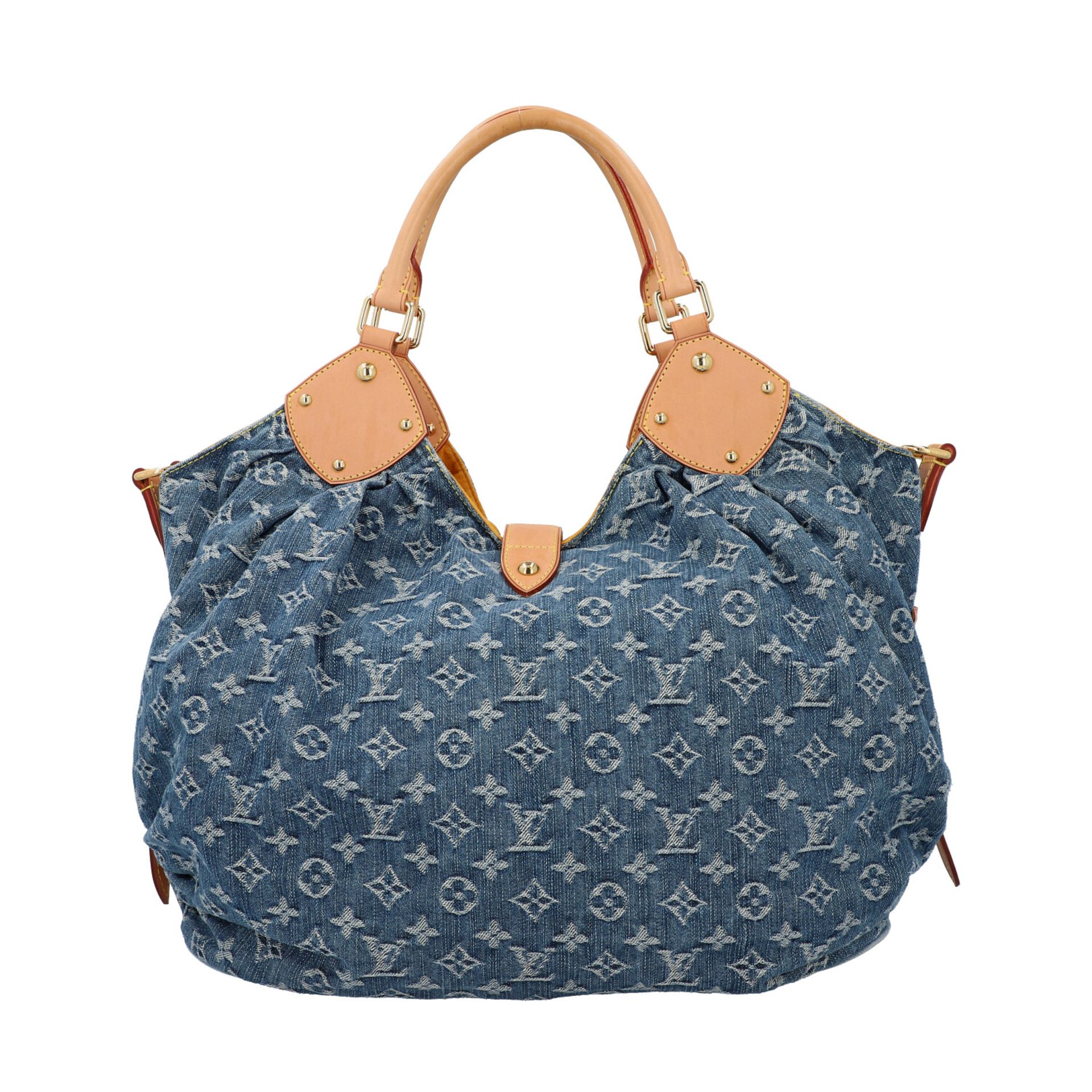 LOUIS VUITTON Shopper "MAHINA", Koll.: 2017, NP.: ca. 2.400,-€.Denim Monogram Serie mit Rindsleder- - Bild 4 aus 8