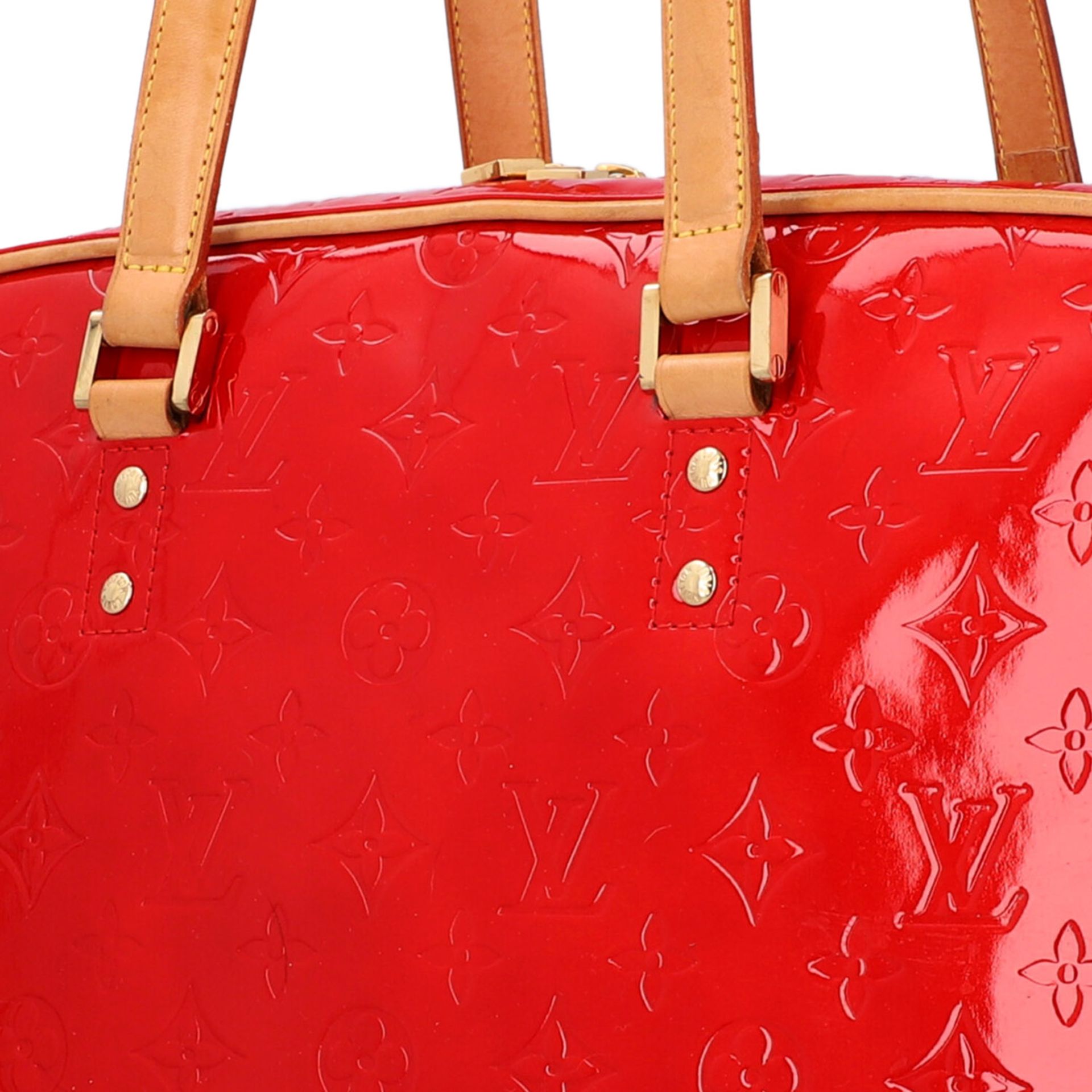 LOUIS VUITTON Handtasche "SUTTON", Koll. 1999.Vernisleder Serie in Rot, Details aus - Bild 7 aus 8