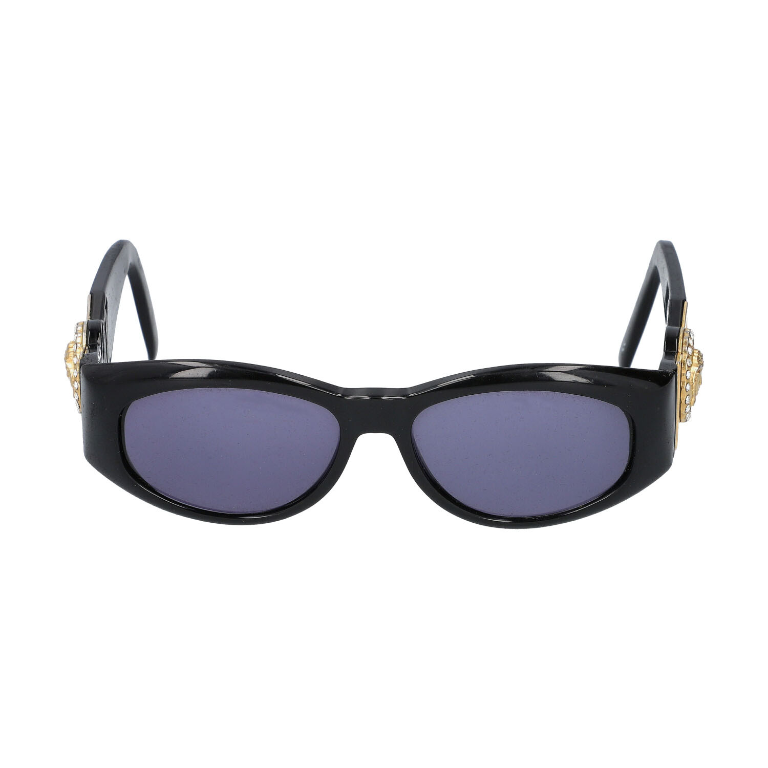 GIANNI VERSACE VINTAGE Sonnenbrille "MOD 424/C COL.852".Kunststoffgestell in Schwarz mit dekorativen