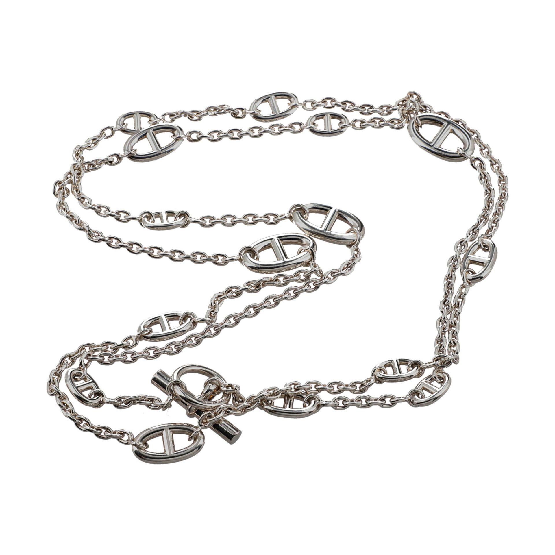 HERMÈS Collier "FARANDOLE", Länge: 120cm.NP.: 1.310,-€. 925 Silber. Feine Gliederkette mit Chain d` - Bild 3 aus 3