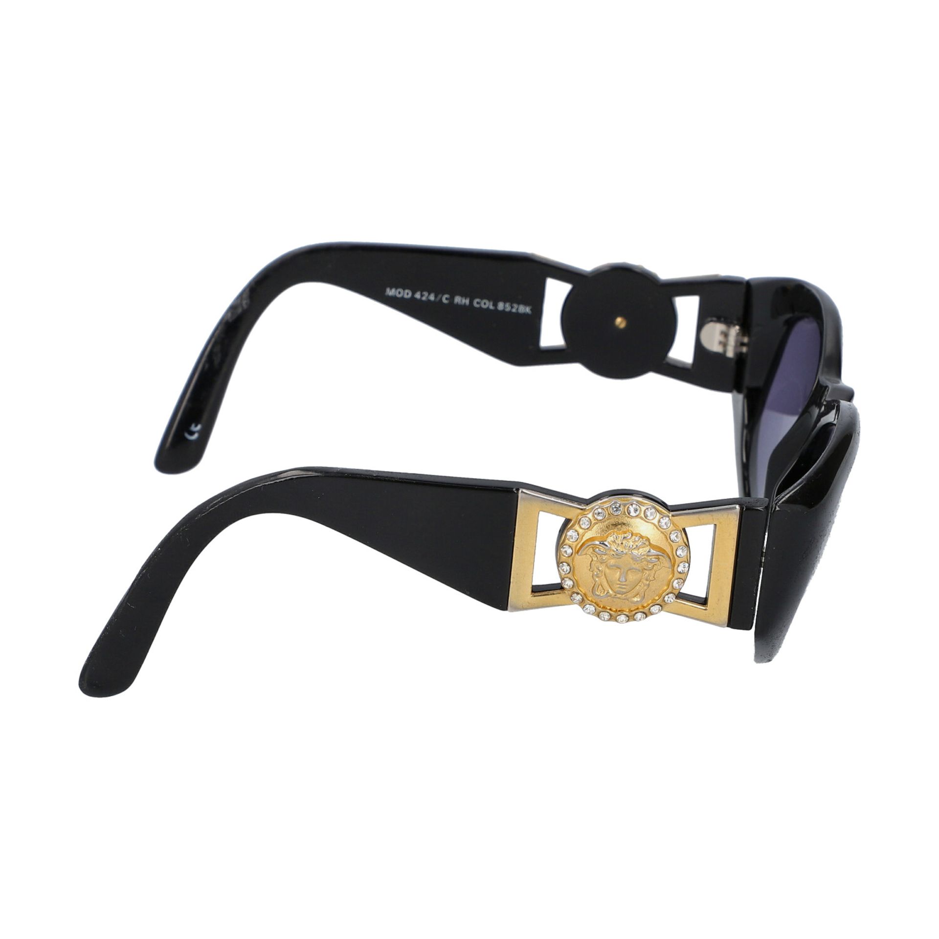 GIANNI VERSACE VINTAGE Sonnenbrille "MOD 424/C COL.852".Kunststoffgestell in Schwarz mit dekorativen - Bild 3 aus 4