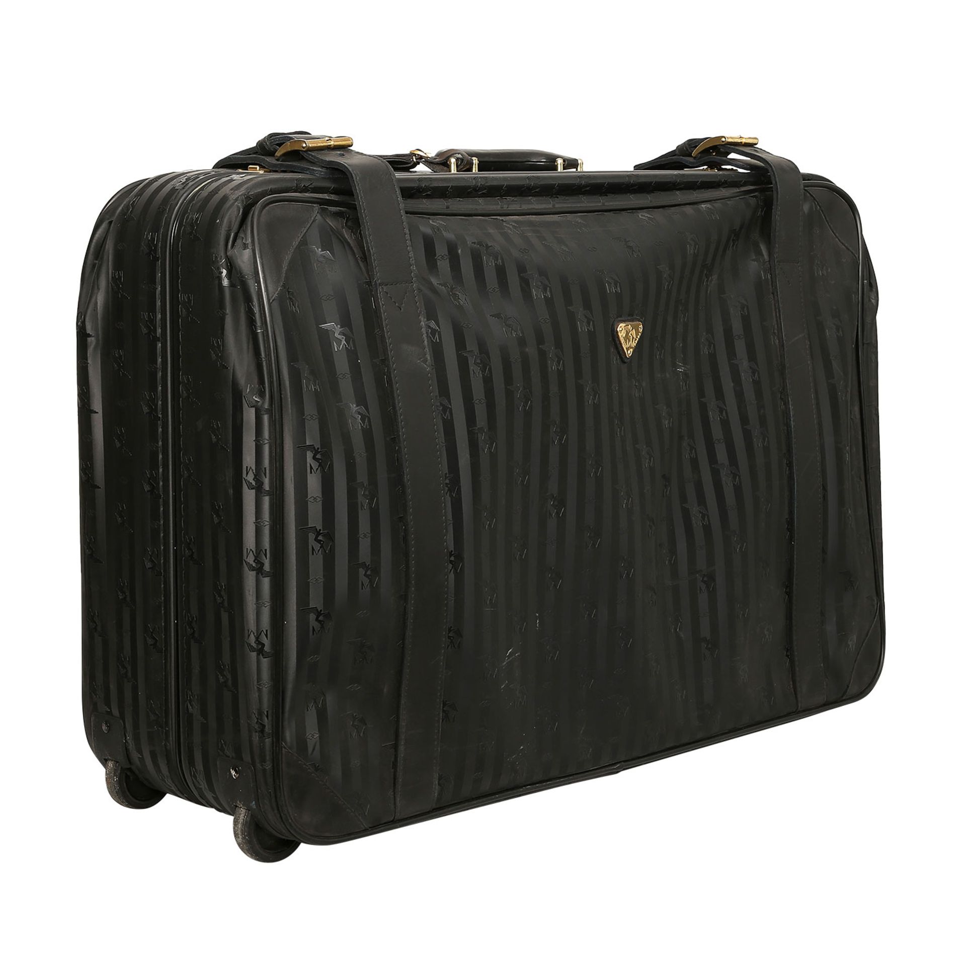 MAISON MOLLERUS VINTAGE Koffer.Synthetik in Schwarz mit Logo-Struktur und goldfarbener Hardware, - Bild 2 aus 6