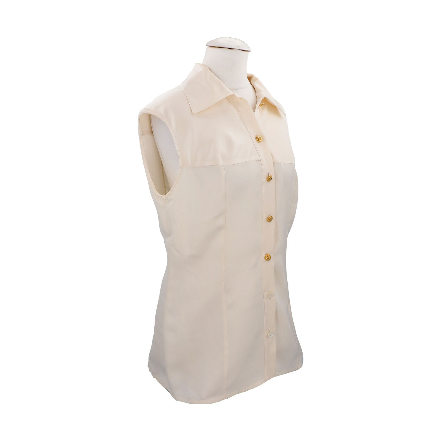 CHANEL BOUTIQUE Bluse, Gr. 42.Herstellergröße 44. Cremefarbenes Seiden-Modell mit Umlegekragen und - Image 2 of 4