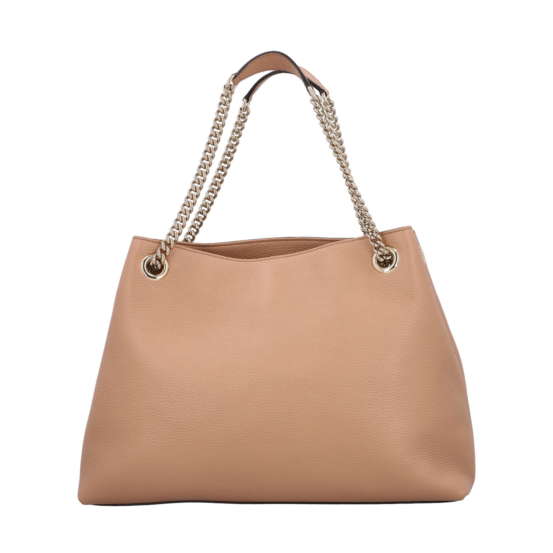 GUCCI Shopper "SOHO".Akt. NP.: 1.590,-€. Fein genarbtes Leder in Nudefarben mit goldfarbener - Bild 4 aus 8