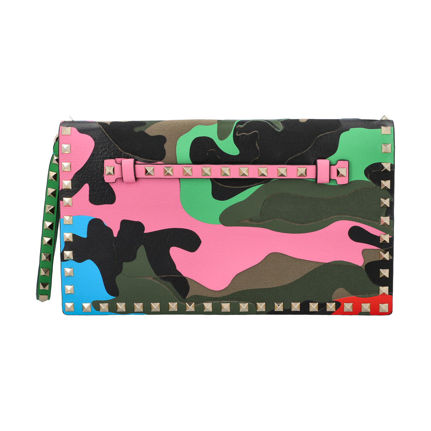 VALENTINO Clutch "ROCKSTUD".Camouflage Multicolor Serie mit goldfarbenem Nietenbesatz, Zwei - Image 4 of 8