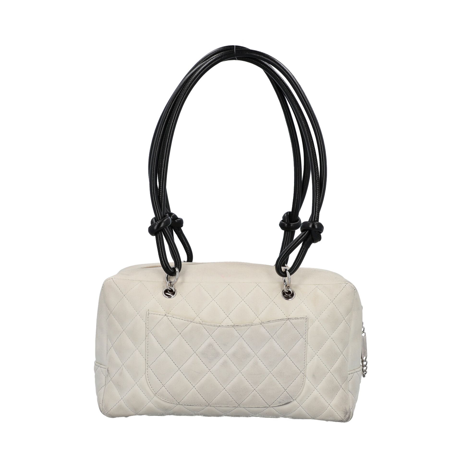 CHANEL Schultertasche "CAMBON LIGNE", Koll. 2004/2005.Weißes, in Rauten gestepptes Leder mit - Bild 4 aus 8